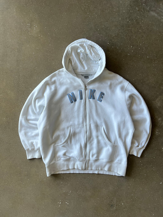 Vintage White Nike Spellout Hoodie - XL