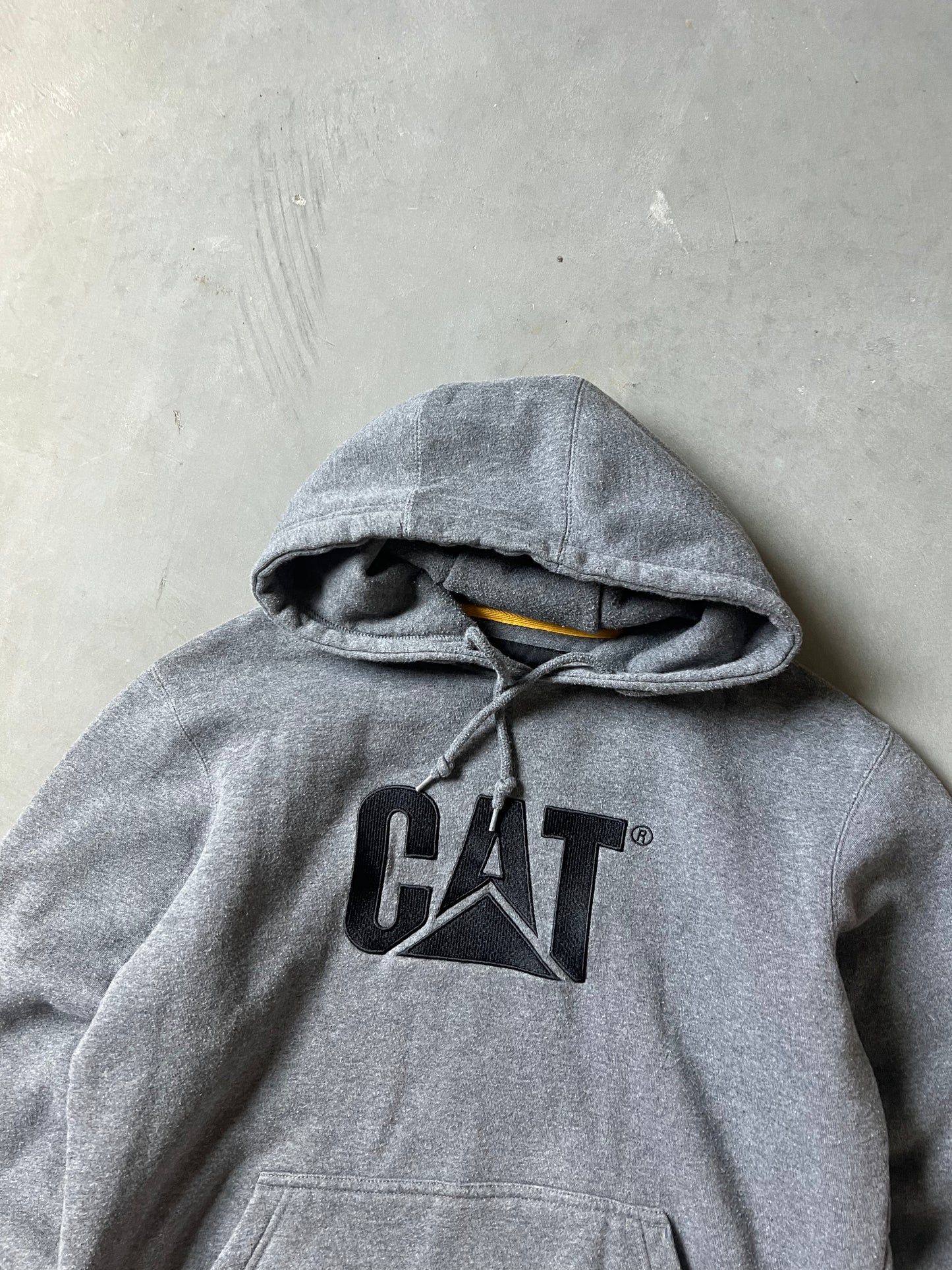 Vintage Grey CAT Spellout Hoodie - M