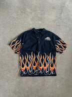 Vintage Black and Flame Harley Davidson Button Down Shirt - XL