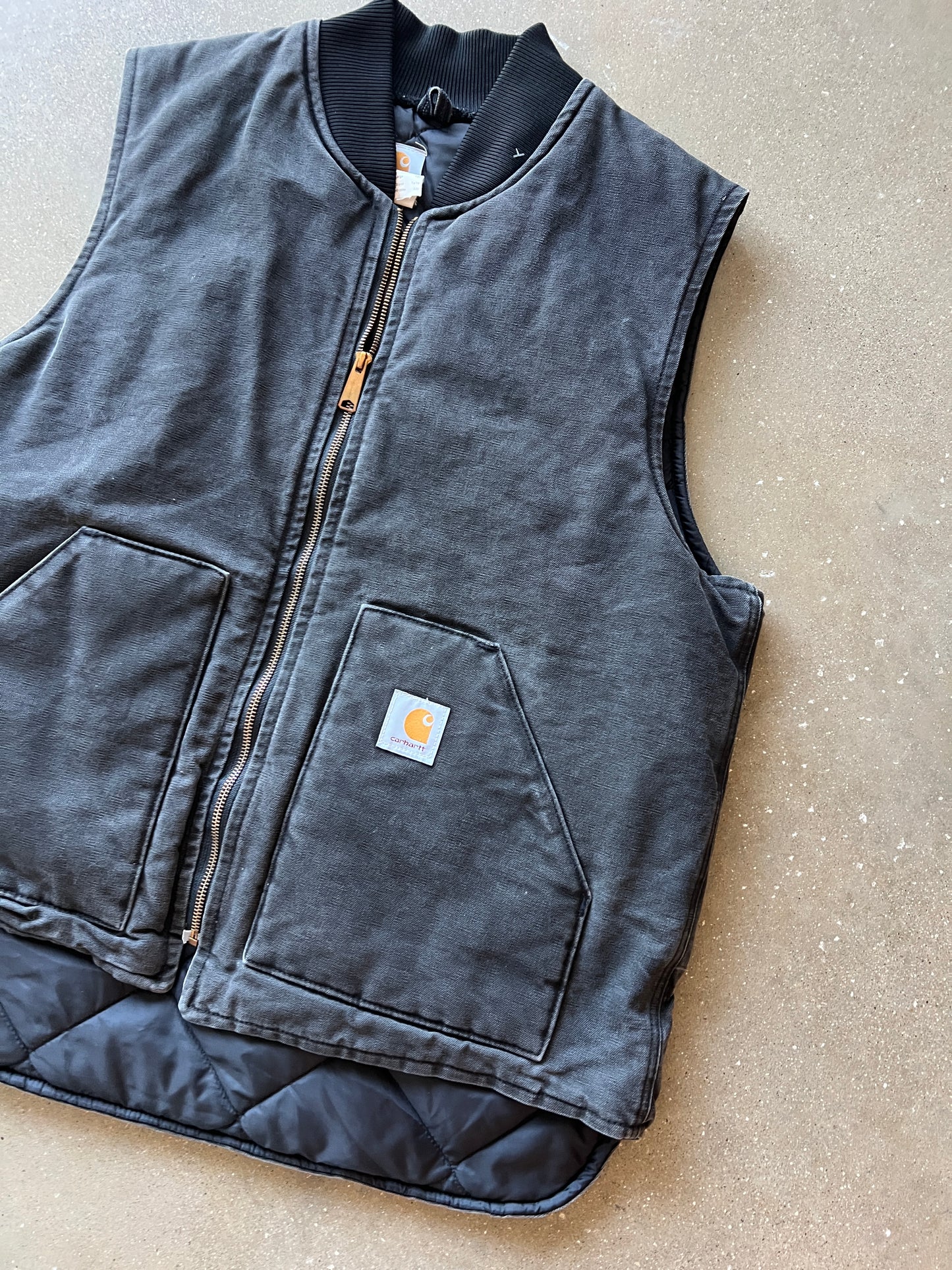 Vintage Faded Black Carhartt Vest - L