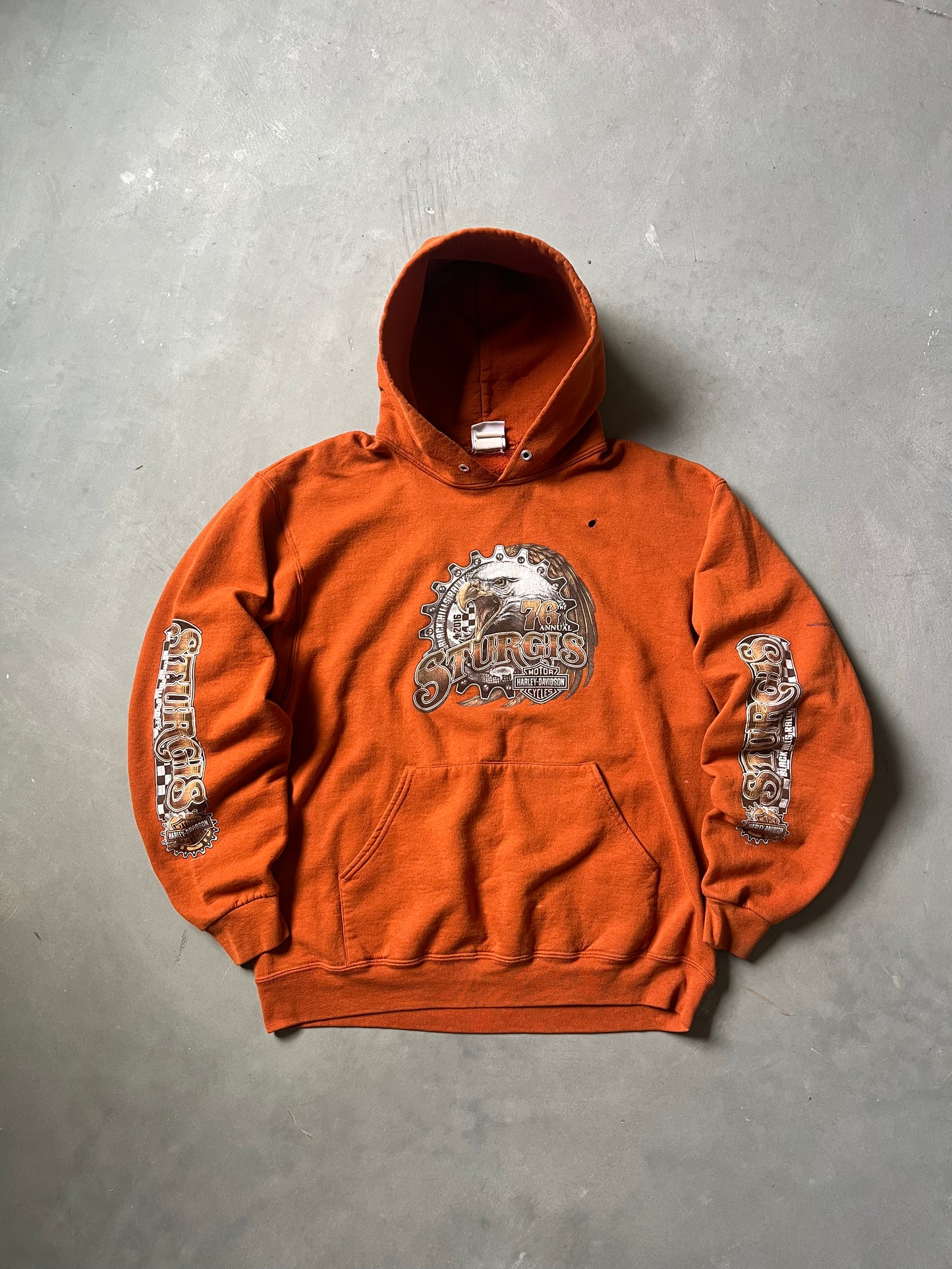 Vintage Orange Sturgis Hoodie - L