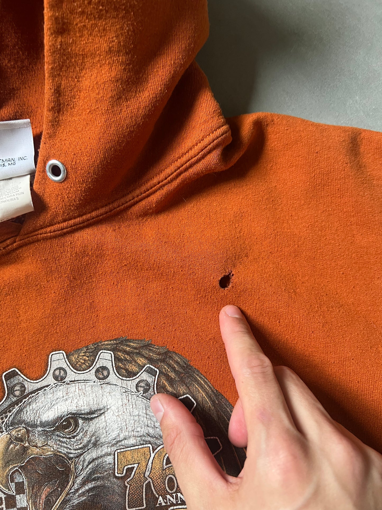 Vintage Orange Sturgis Hoodie - L
