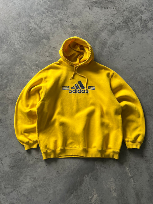 Vintage Yellow Adidas Logo Hoodie - XL