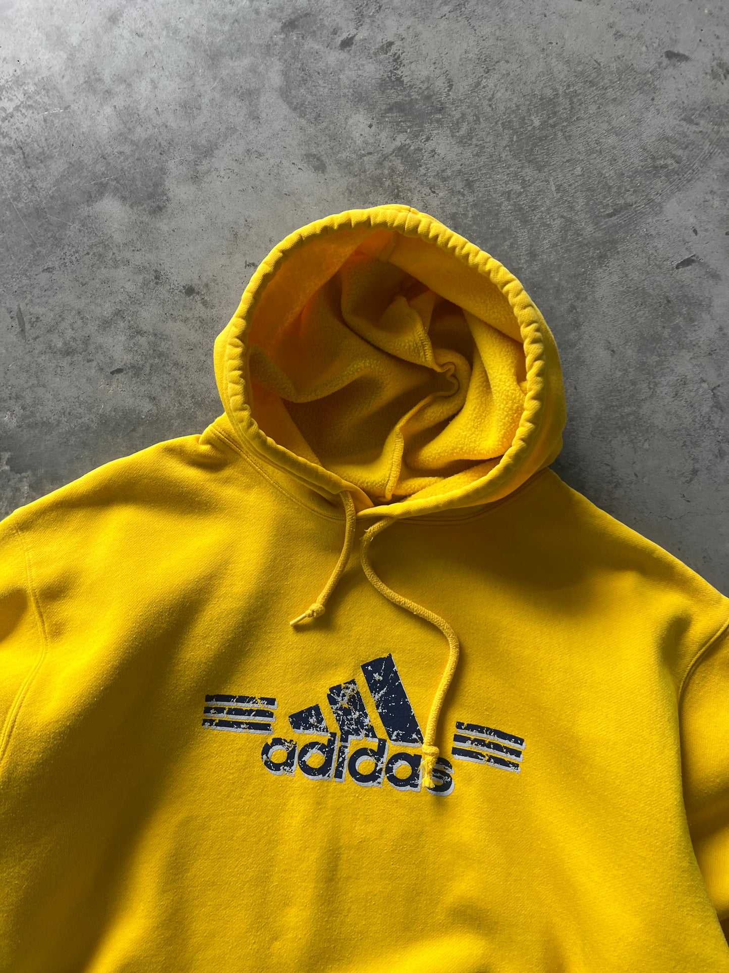 Vintage Yellow Adidas Logo Hoodie - XL