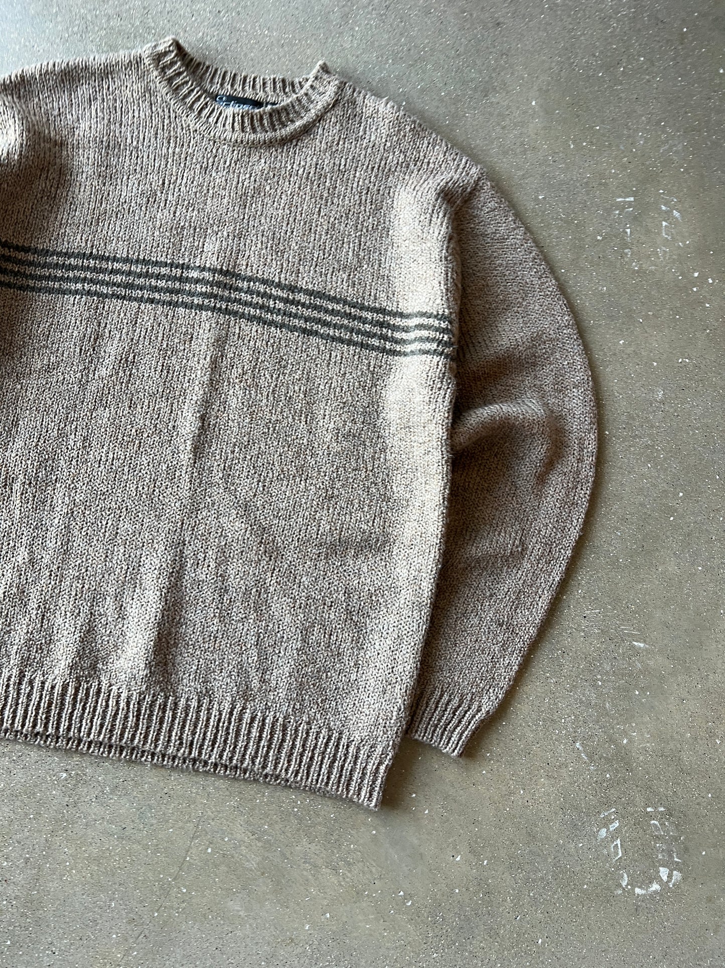 Vintage Mocha Brown Stripped Knit Sweater - L