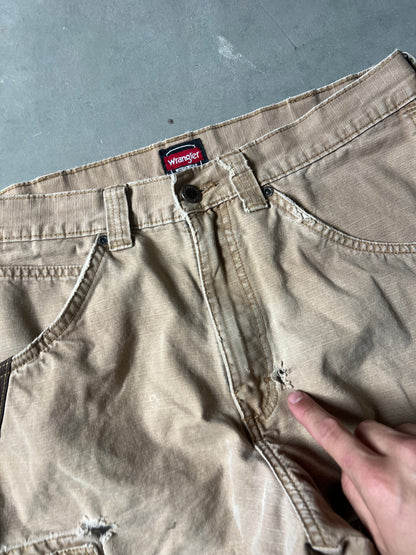 Vintage Faded Tan Wrangler Cargo Pants - 34x30