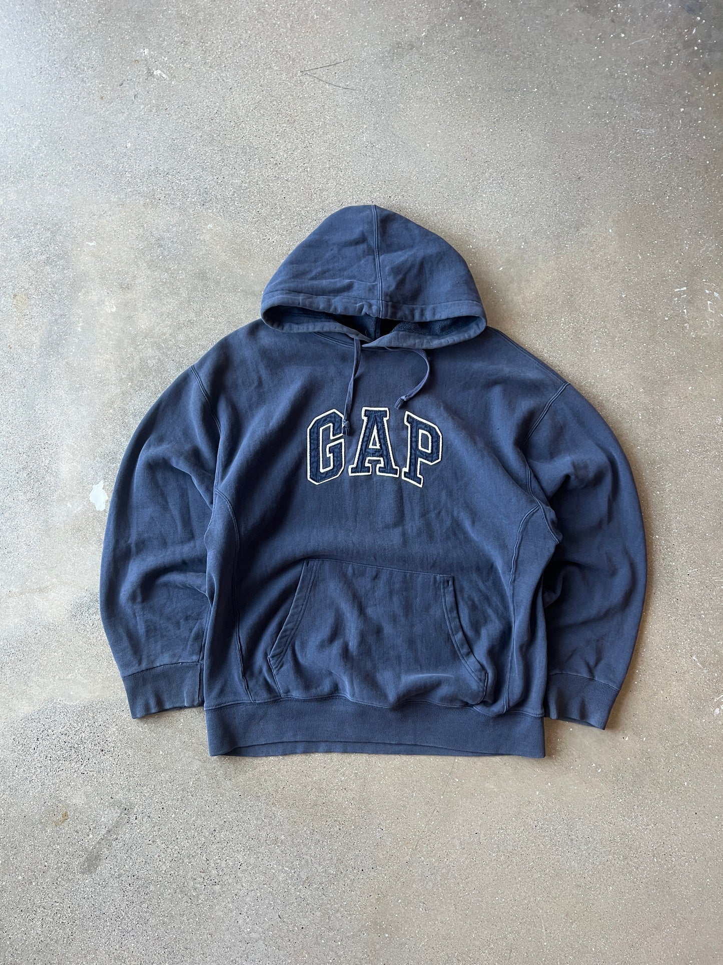 Vintage Navy Blue Gap Spellout Hoodie - M