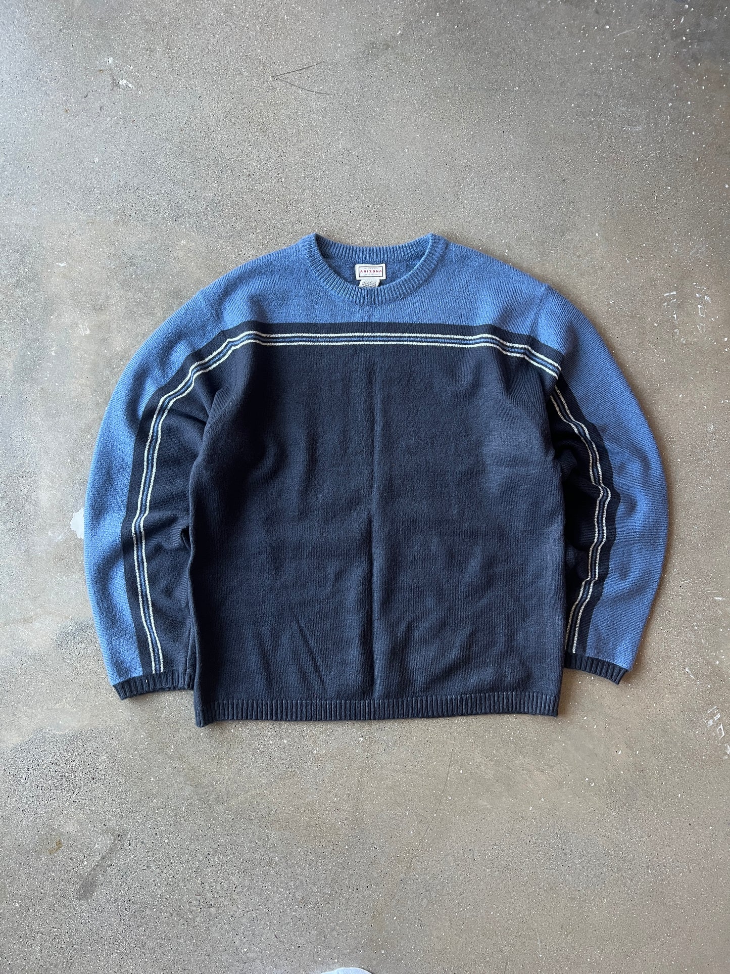 Vintage Sky Blue Stripped Knit Sweater - XL