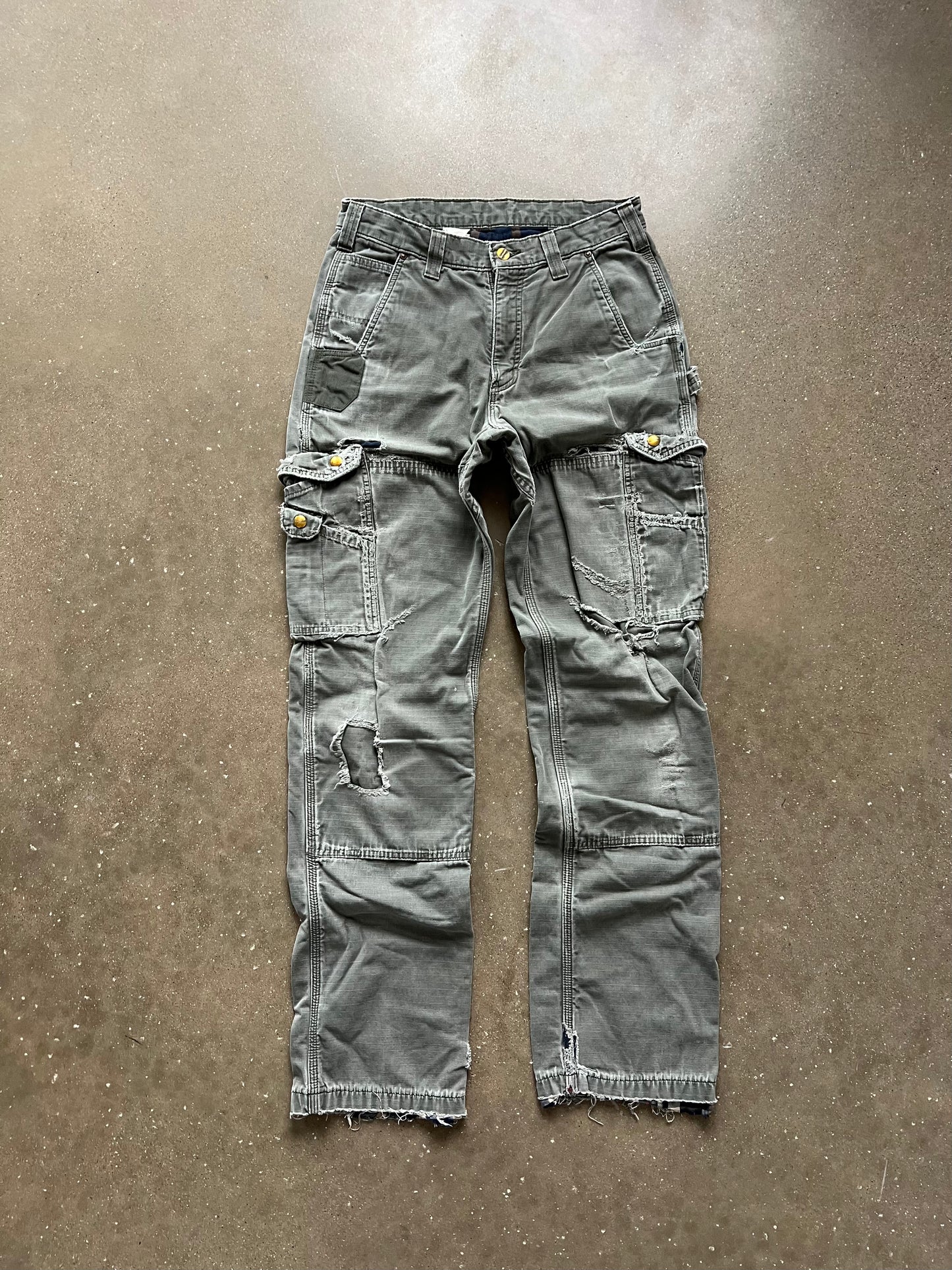 Vintage Green Carhartt Cargo Faded Pants - 34