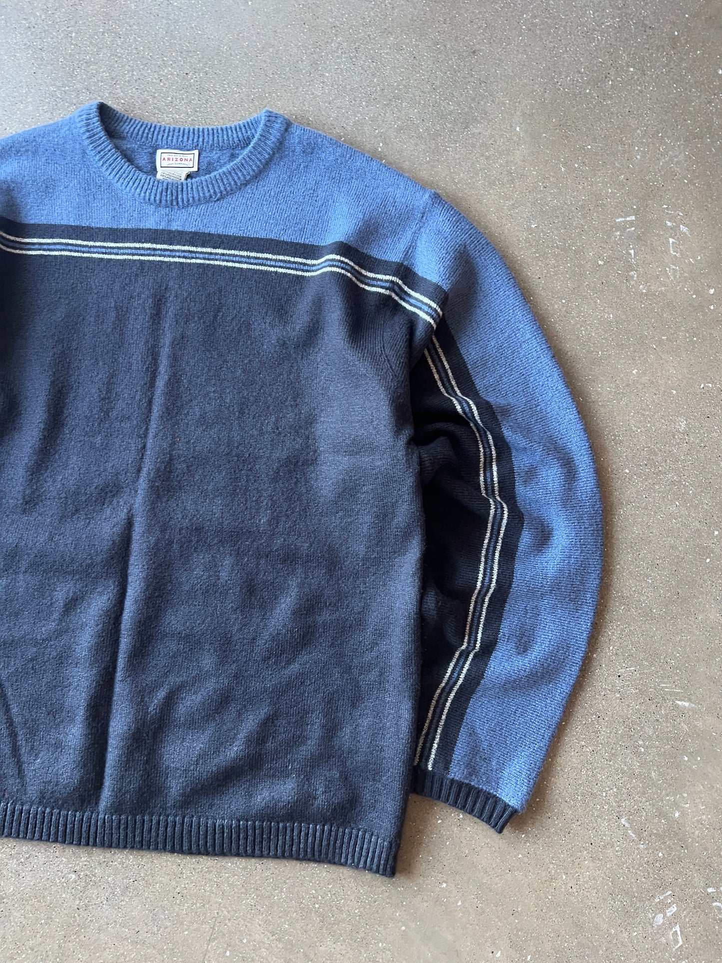 Vintage Sky Blue Stripped Knit Sweater - XL