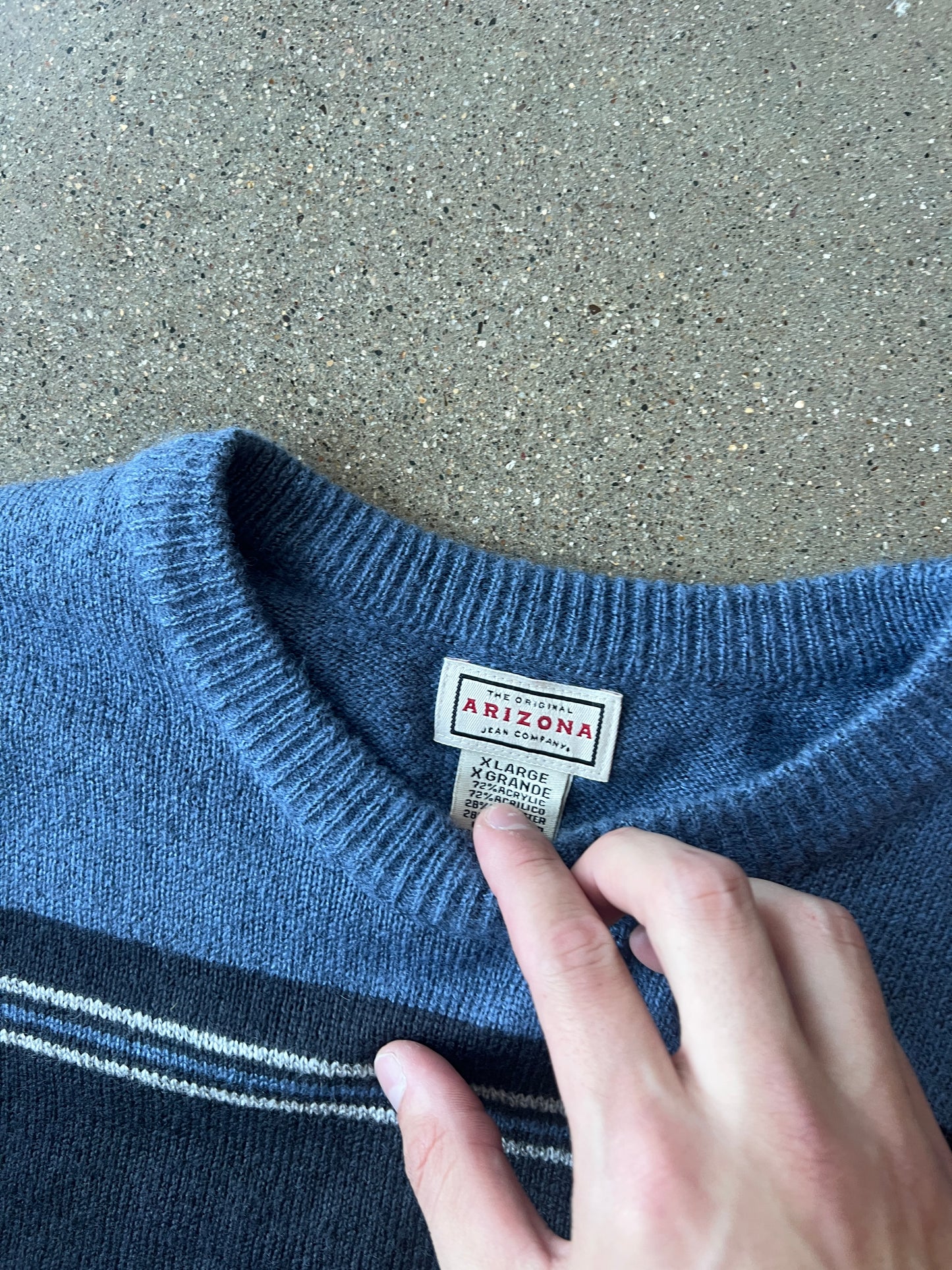 Vintage Sky Blue Stripped Knit Sweater - XL