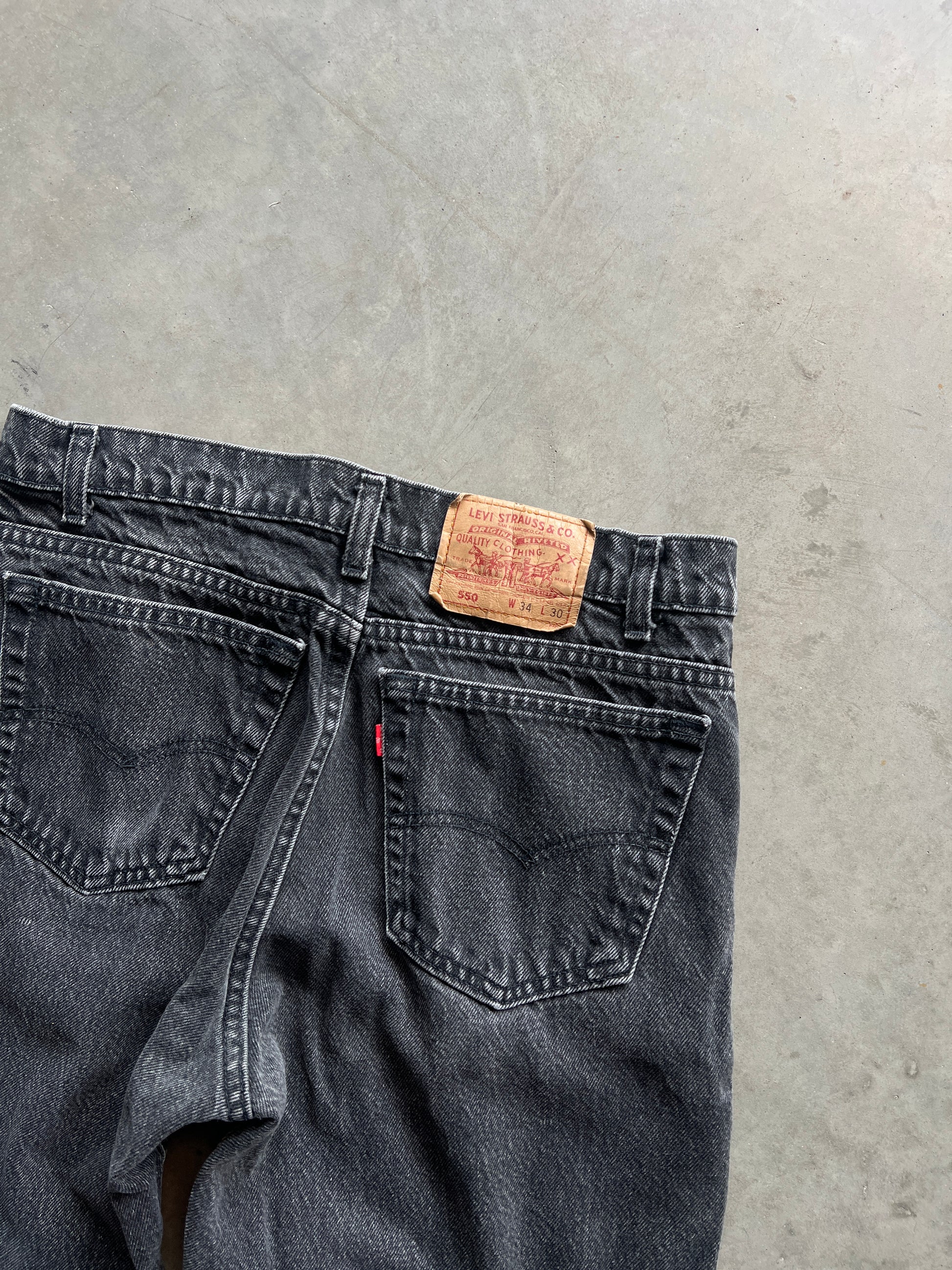 Vintage Faded Black Levi 550 Pants - 34x30