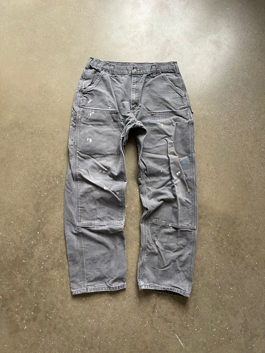 Vintage Painted Grey Carhartt Double Knee Pants - 36