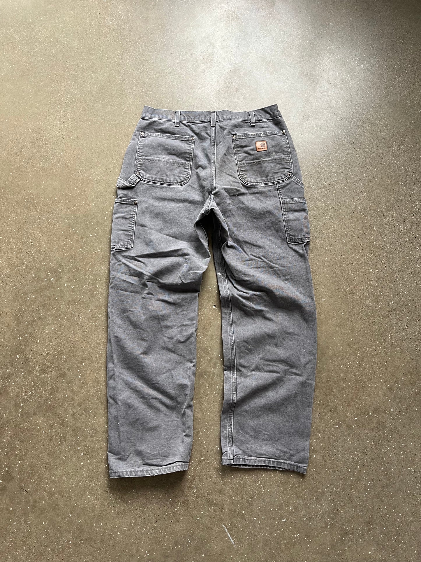Vintage Painted Grey Carhartt Double Knee Pants - 36