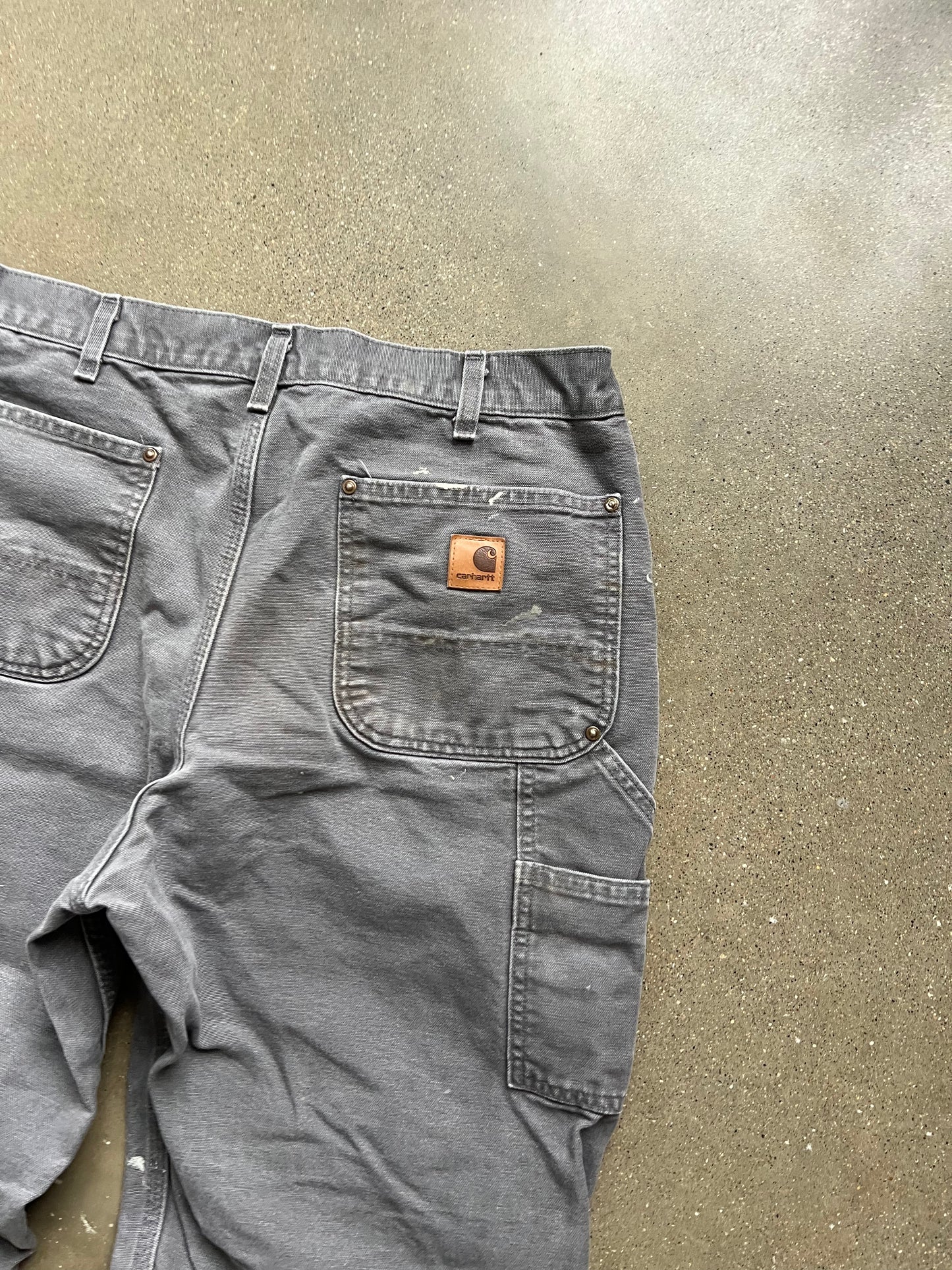 Vintage Painted Grey Carhartt Double Knee Pants - 36
