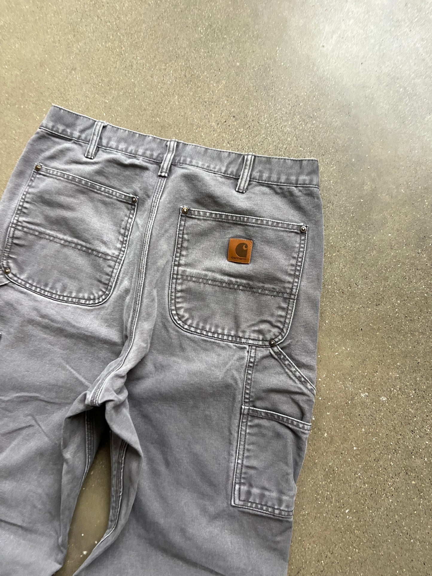 Vintage Faded Grey Carhartt Double Knee Pants - 33