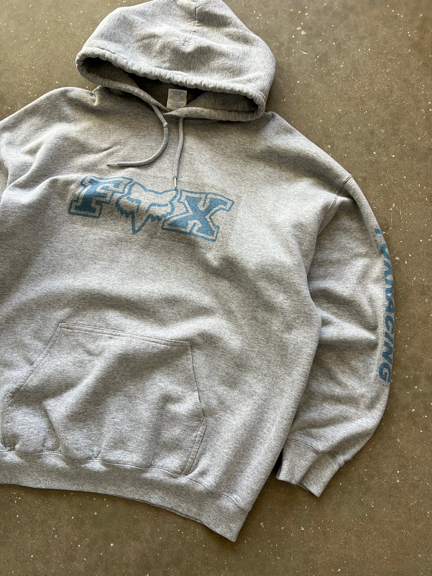 Vintage Grey Fox Racing Spellout Hoodie - XL