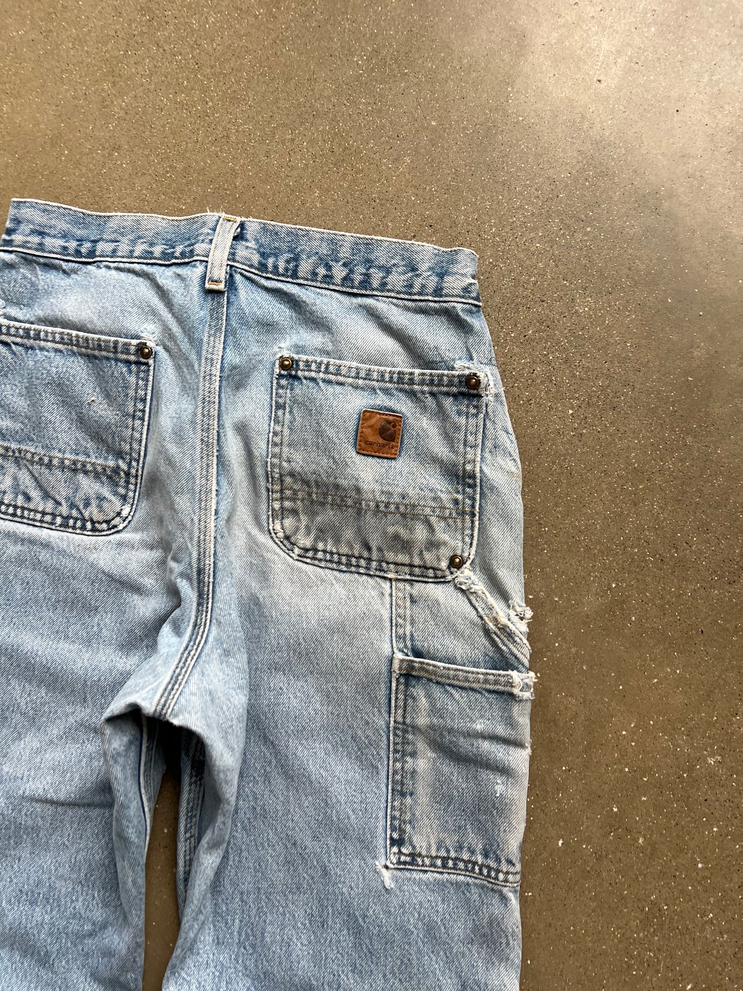 Vintage Faded Denim Carhartt Double Knee Pants - 31