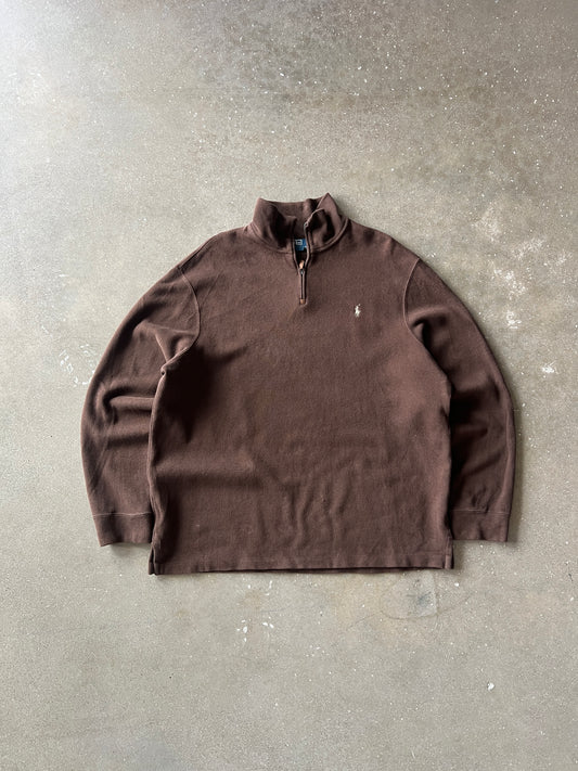 Vintage Brown Polo Quarter Zip - XXL