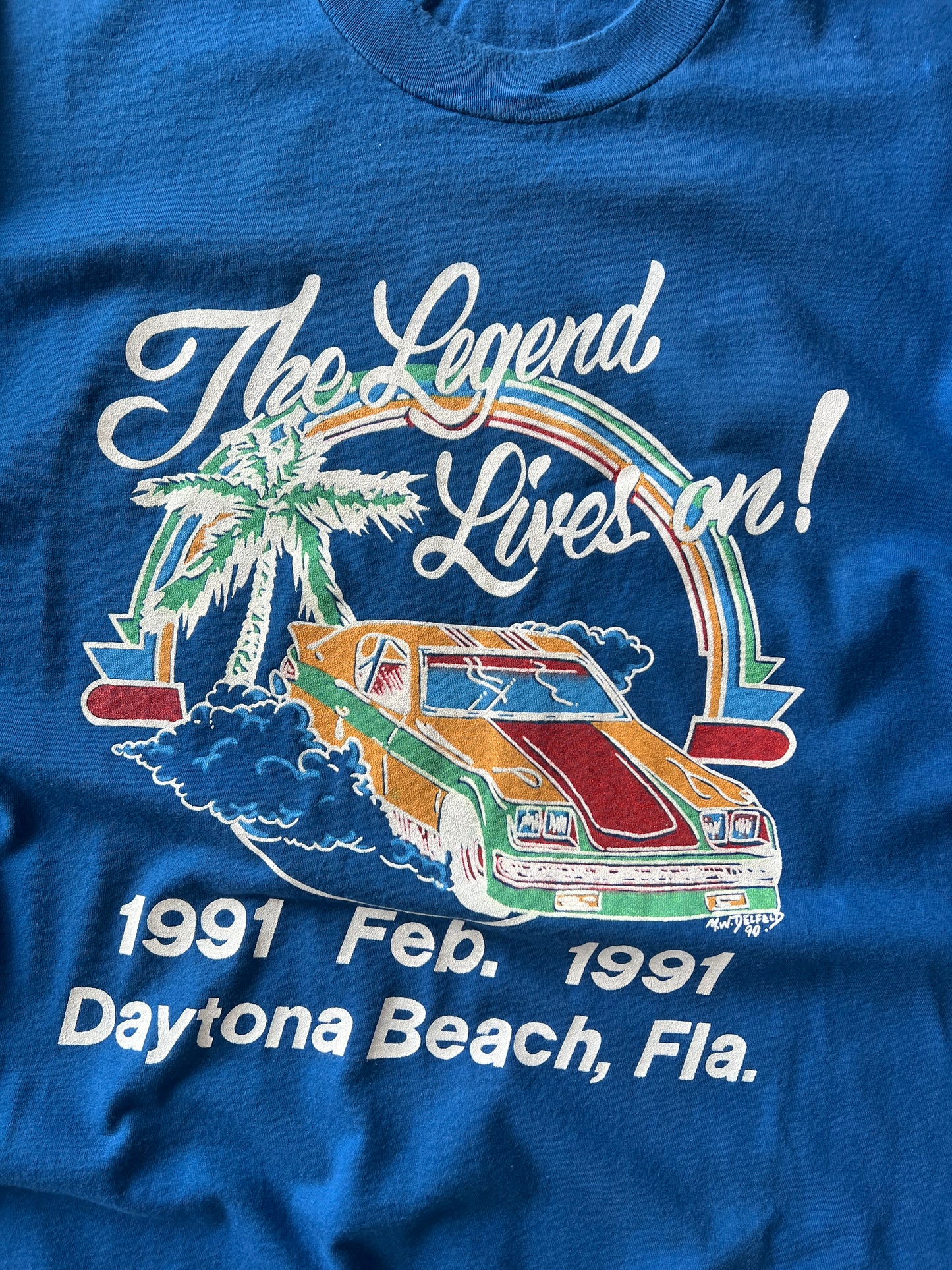 Vintage Blue 1991 Daytona Beach, Florida NASCAR Shirt