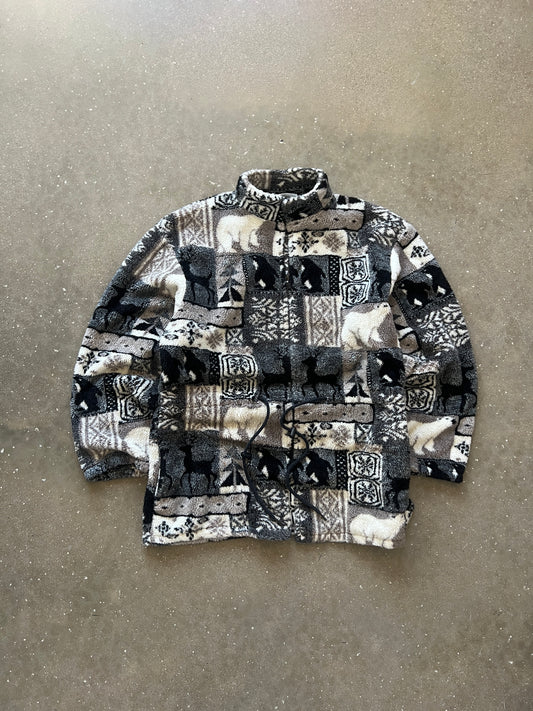 Vintage Mocha Brown Winter Fleece Jacket - L