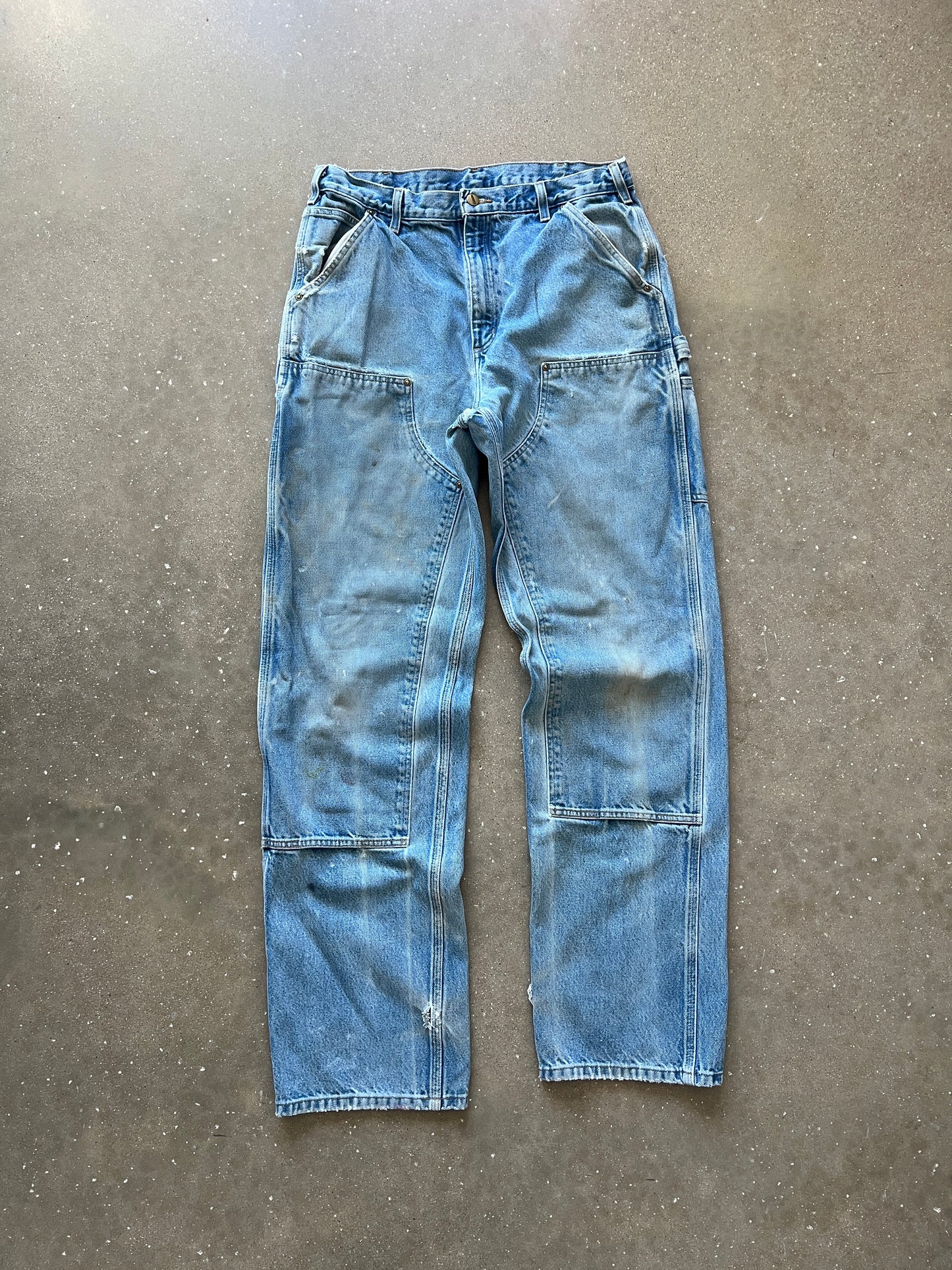 Vintage Faded Blue Carhartt Double Knee Pants - 34x36