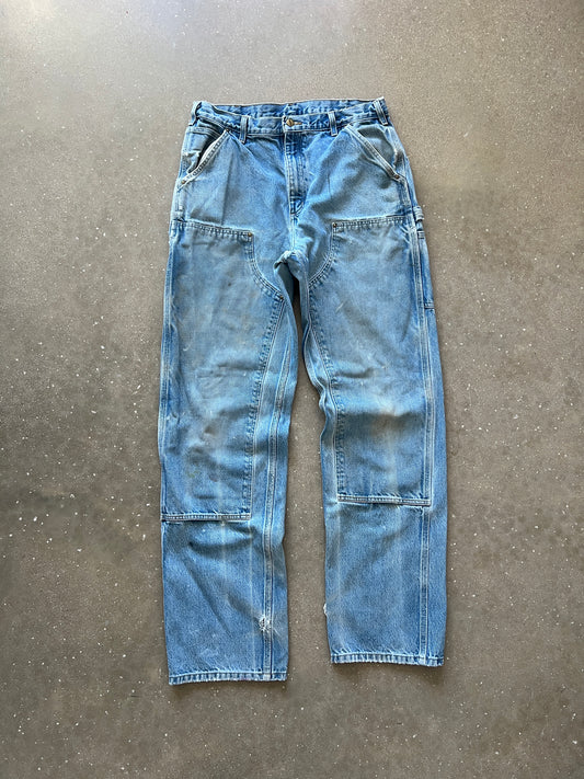 Vintage Faded Blue Carhartt Double Knee Pants - 34x36