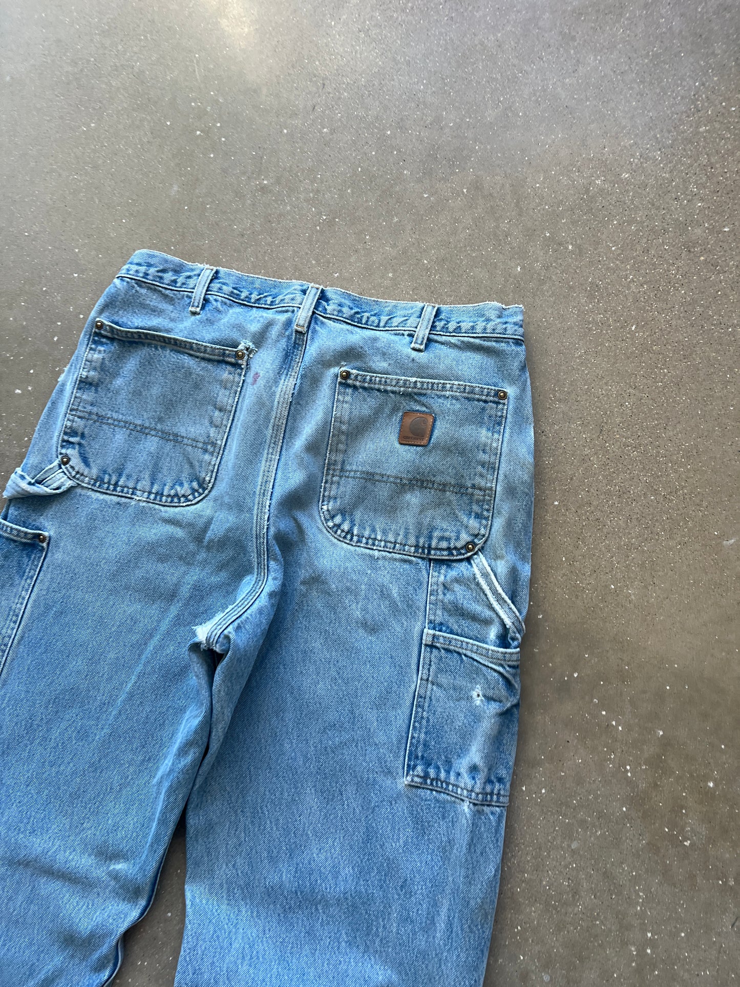 Vintage Faded Blue Carhartt Double Knee Pants - 34x36
