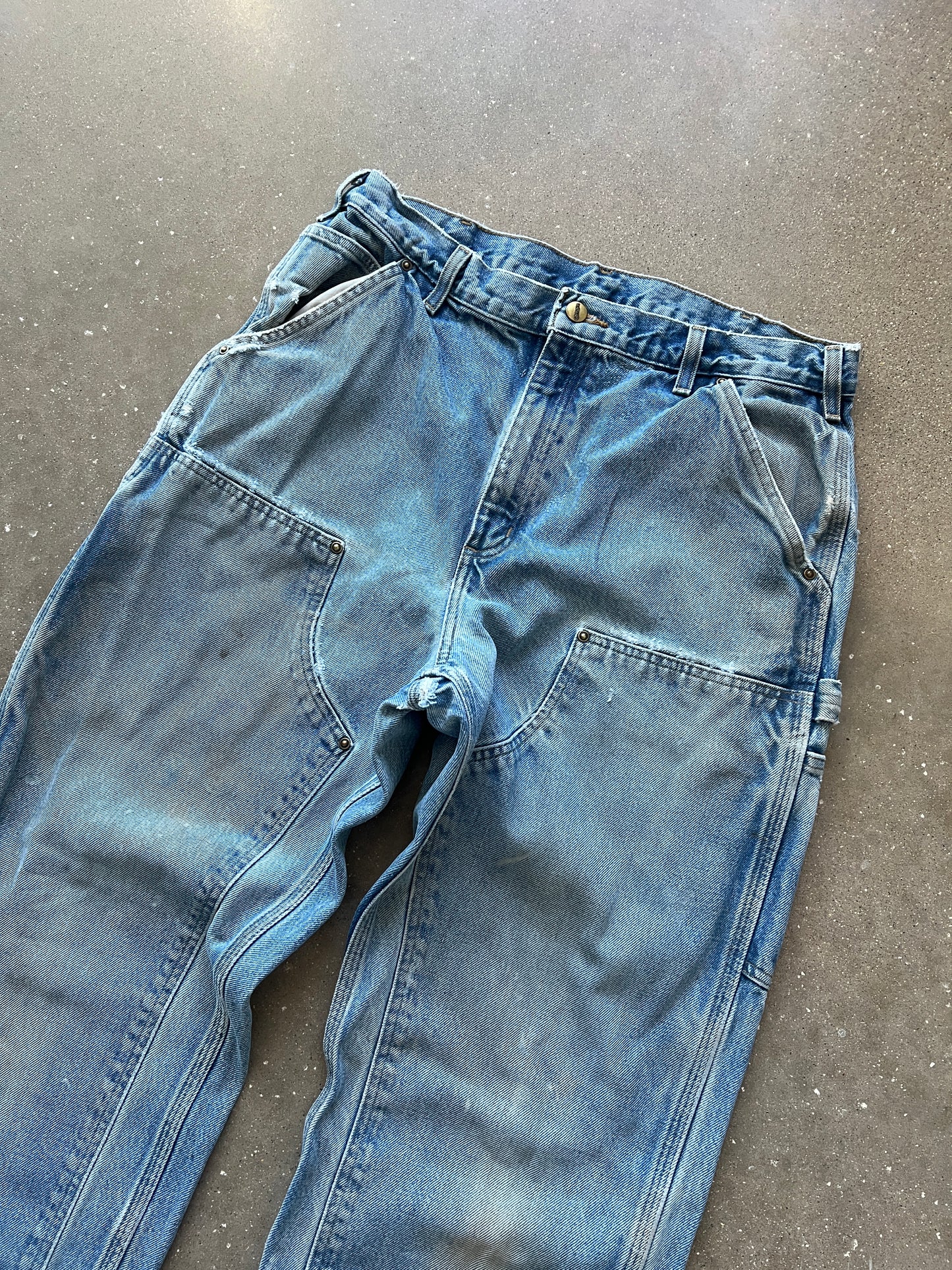 Vintage Faded Blue Carhartt Double Knee Pants - 34x36