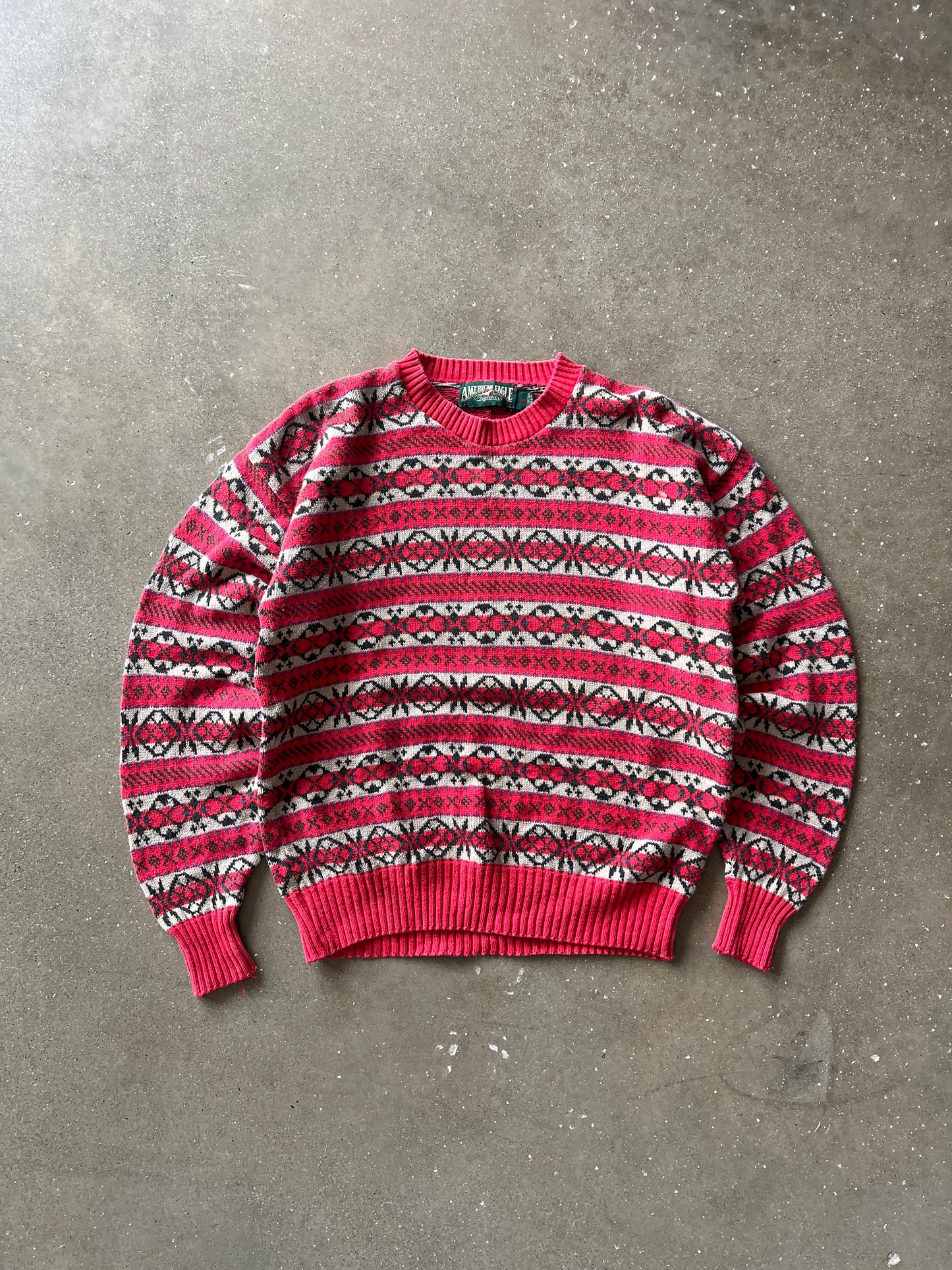 Vintage Red American Eagle Knit Sweater - M