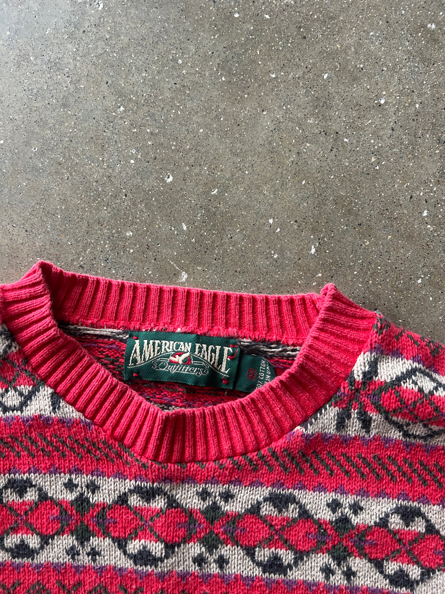 Vintage Red American Eagle Knit Sweater - M