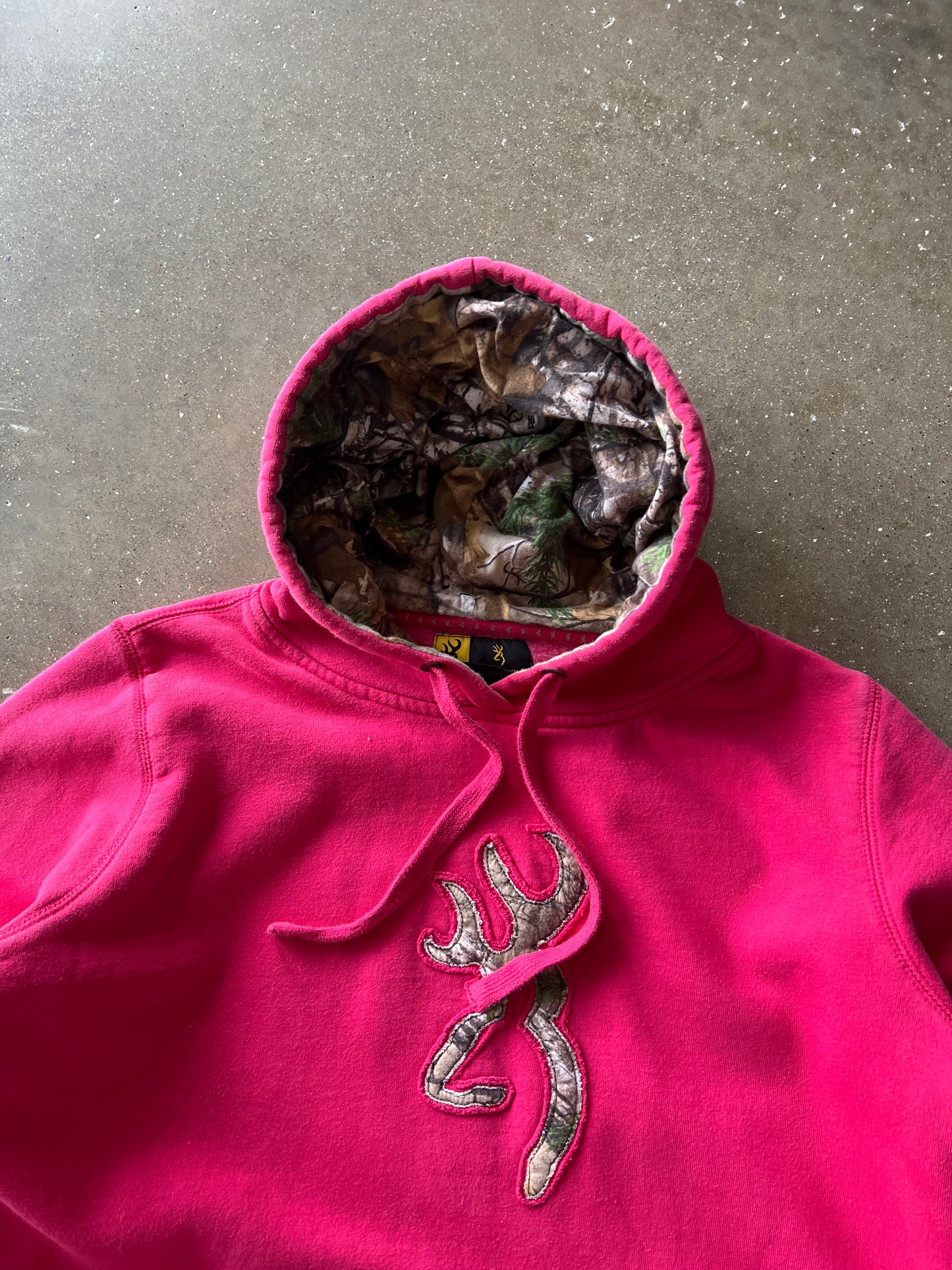 Vintage Pink and Camo Browning Hoodie - XL
