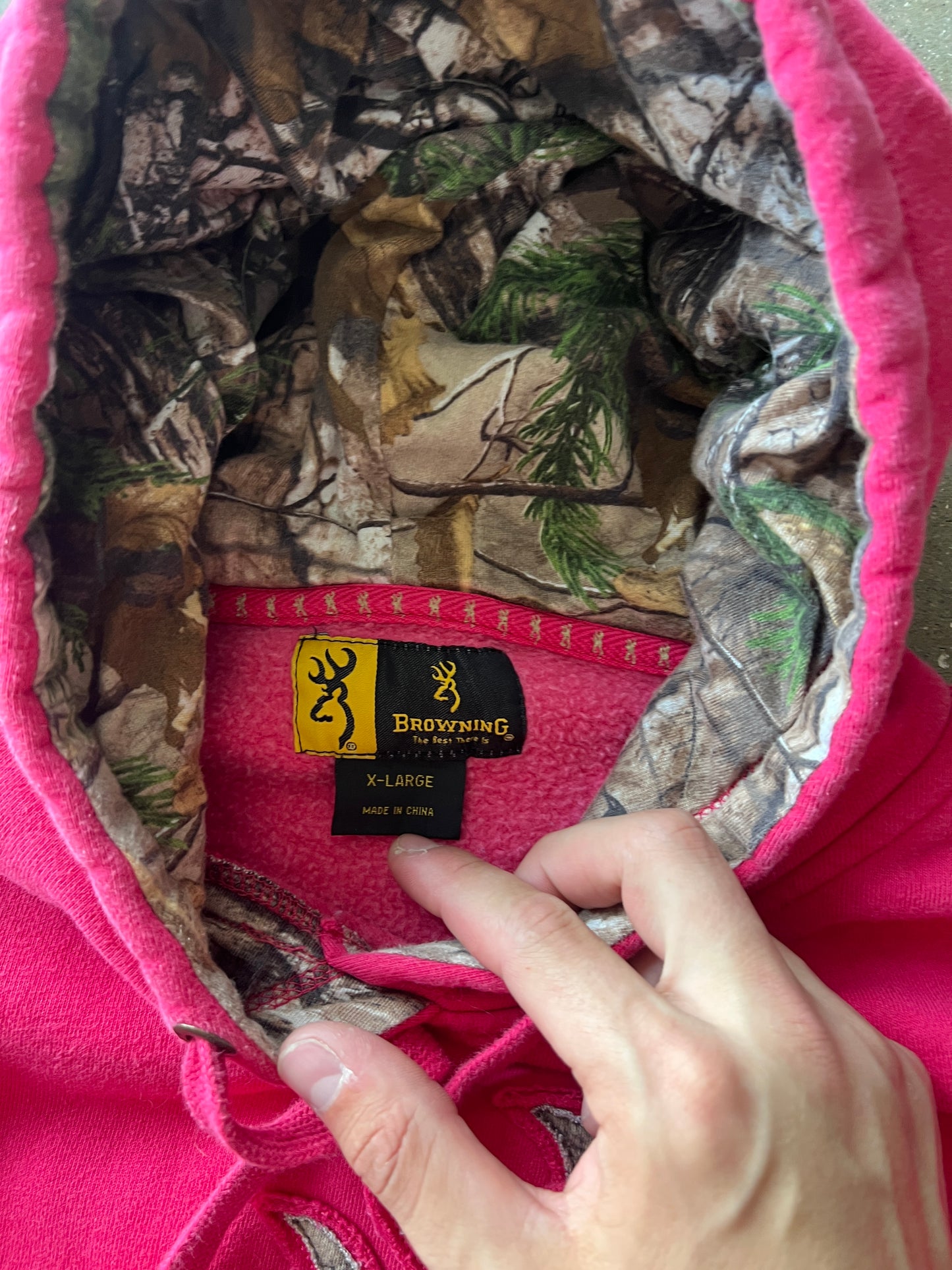 Vintage Pink and Camo Browning Hoodie - XL