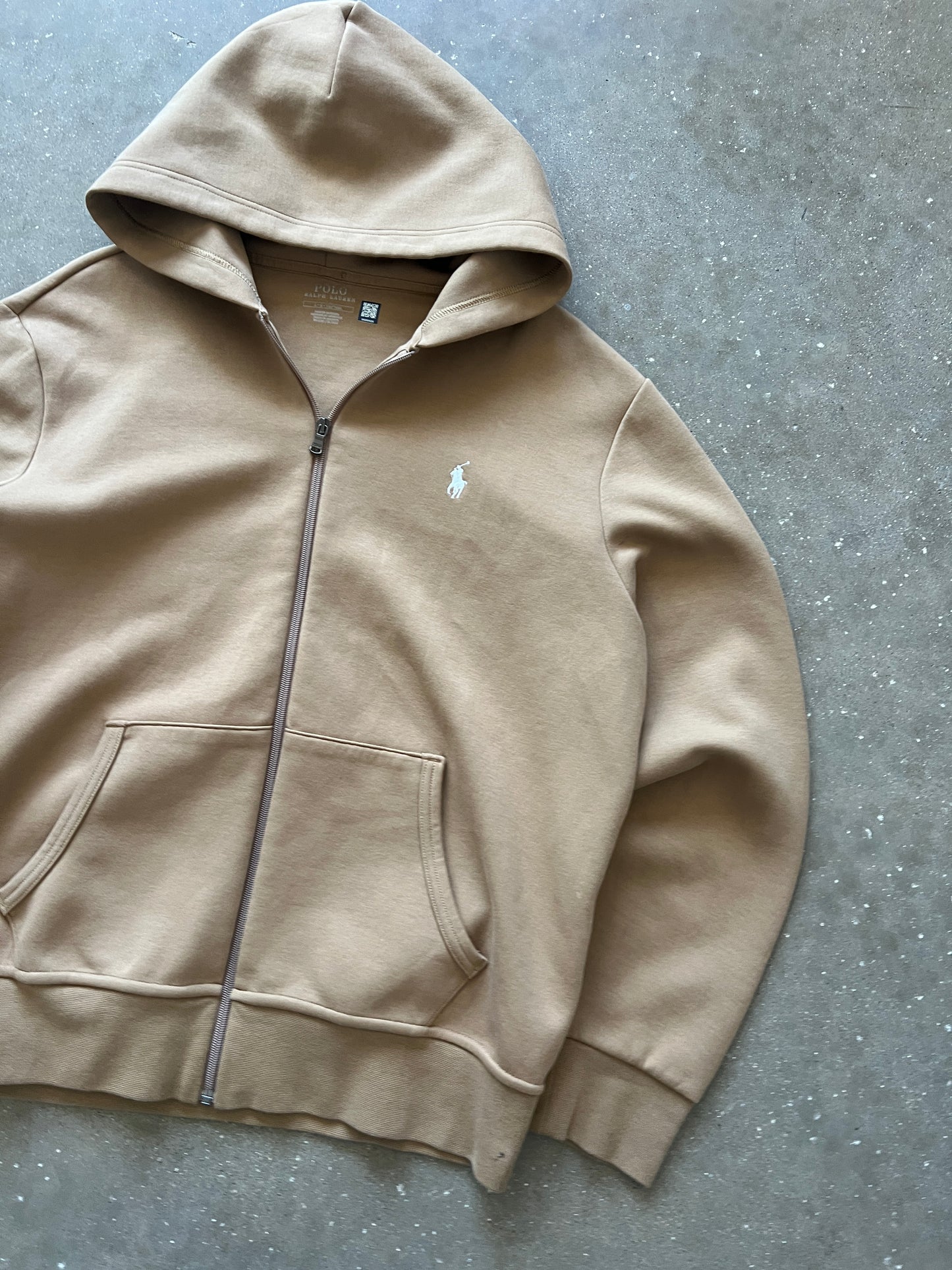 Vintage Carmel Tan Polo Zip Up Hoodie - L