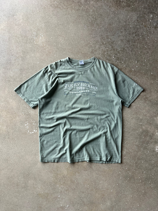 Vintage Green/Grey Distressed Lucky Brand Shirt - L