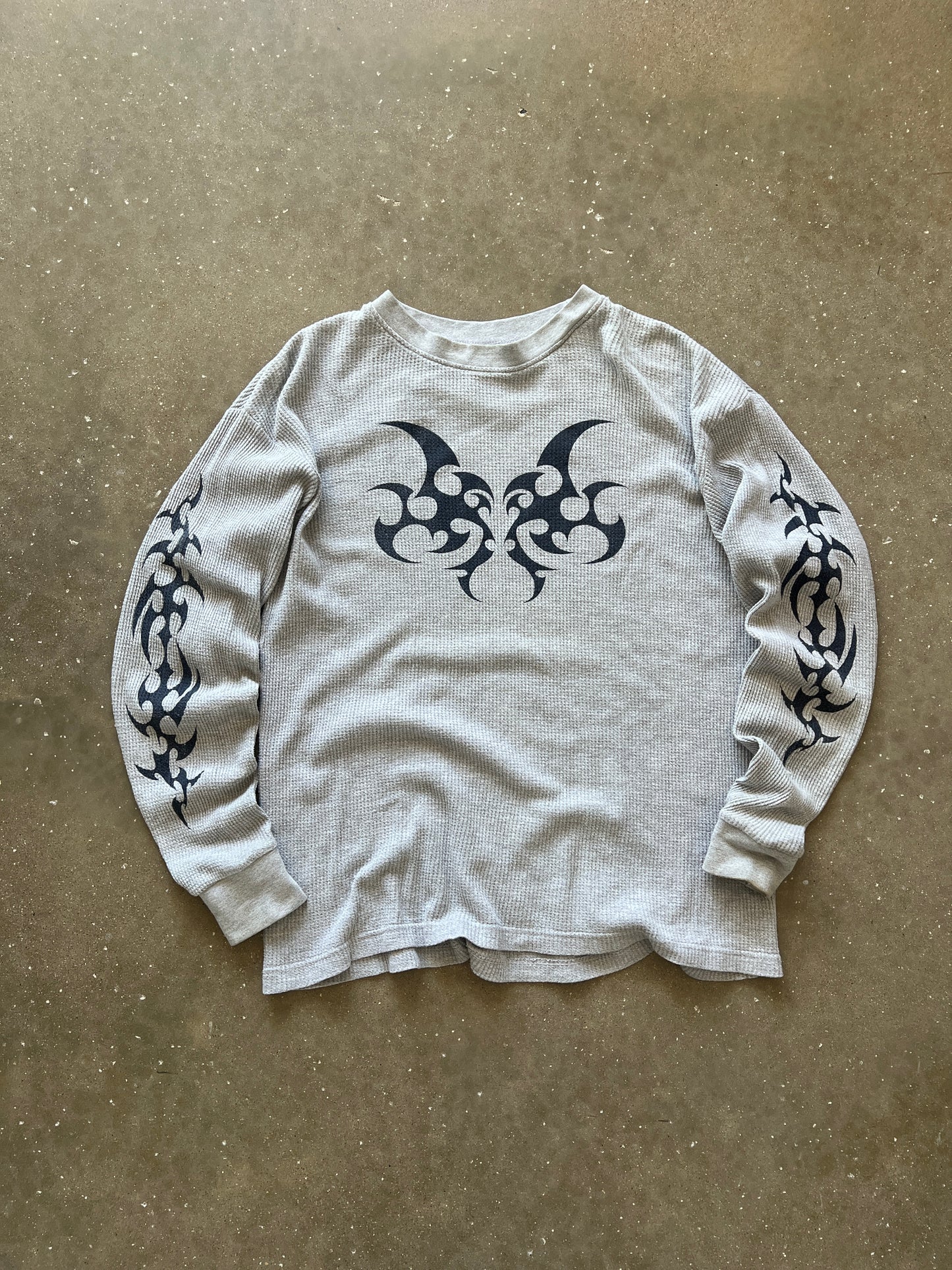 Vintage Grey Affliction Style Thermal Shirt - XL