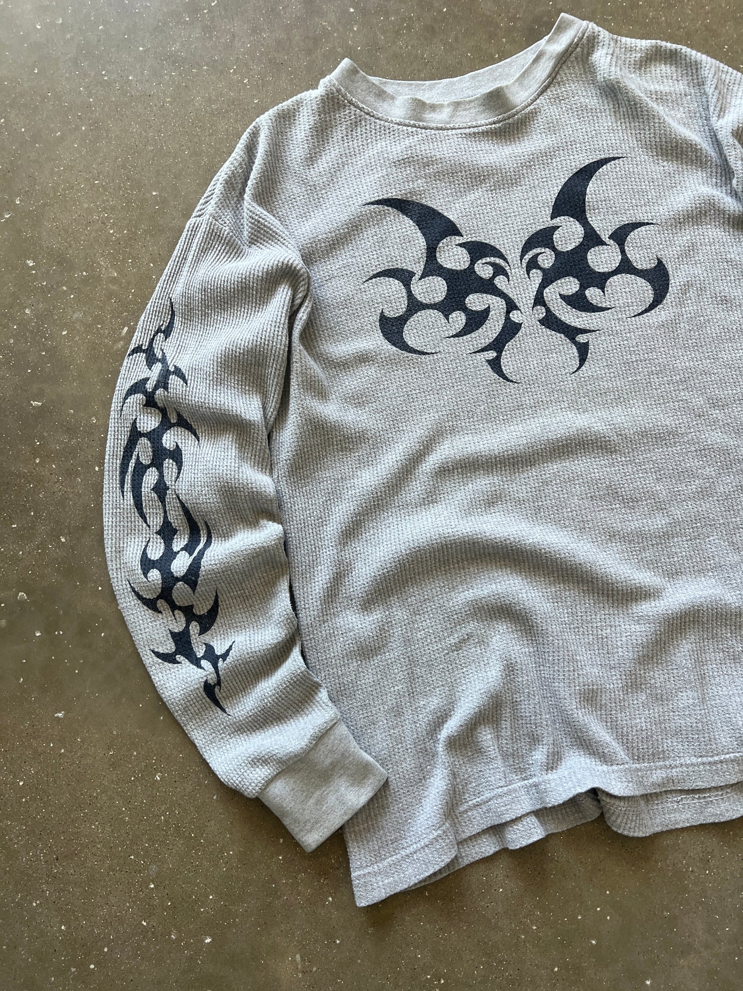 Vintage Grey Affliction Style Thermal Shirt - XL