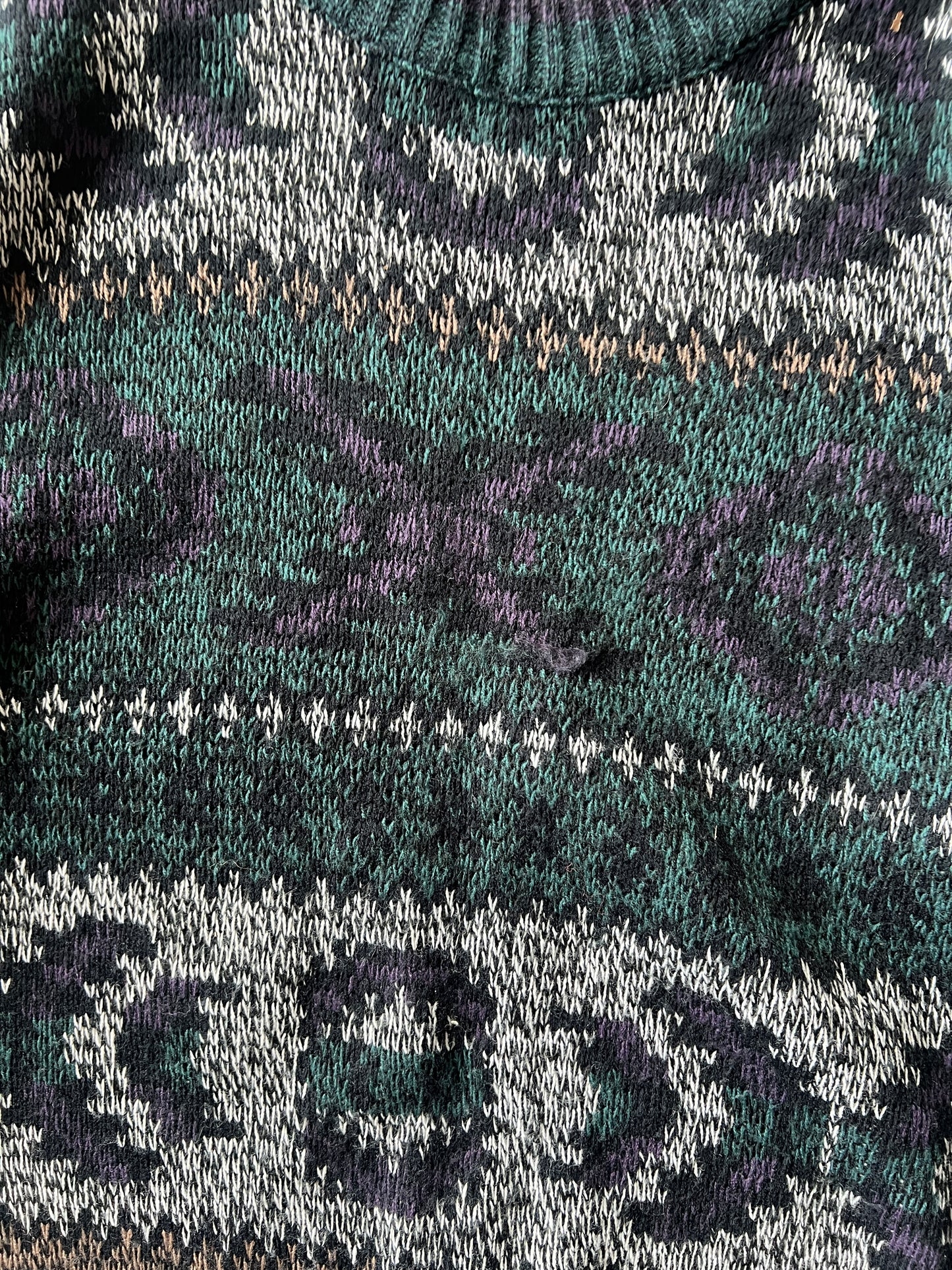 Vintage Green Multi Color Expressions Knit Sweater - M