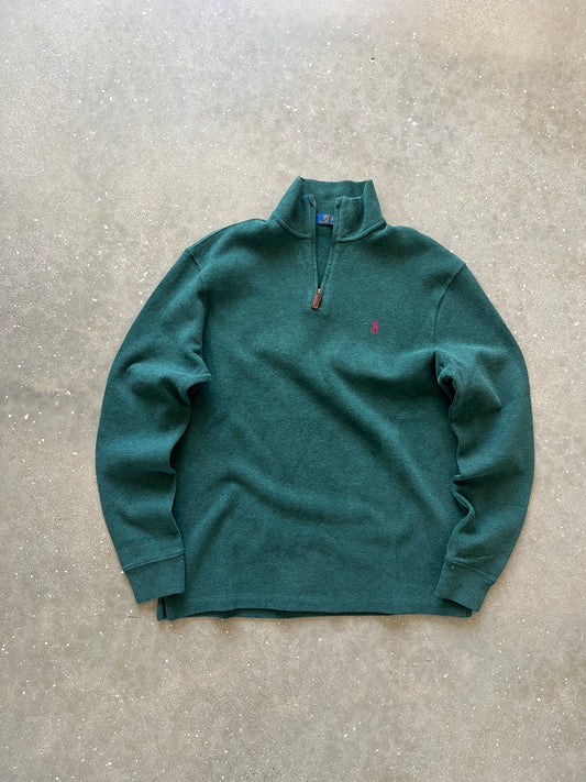 Vintage Green Polo Knit Sweater - S