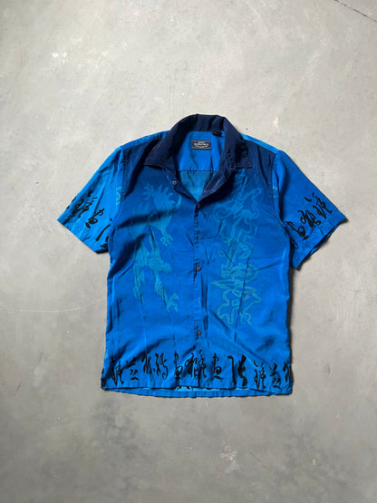 Vintage Blue Dragon Button Up Shirt - L