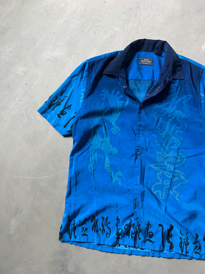 Vintage Blue Dragon Button Up Shirt - L