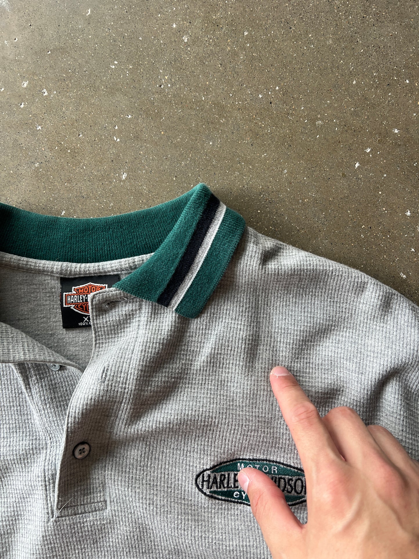 Vintage Grey Harley Davidson Knit Shirt - XXL