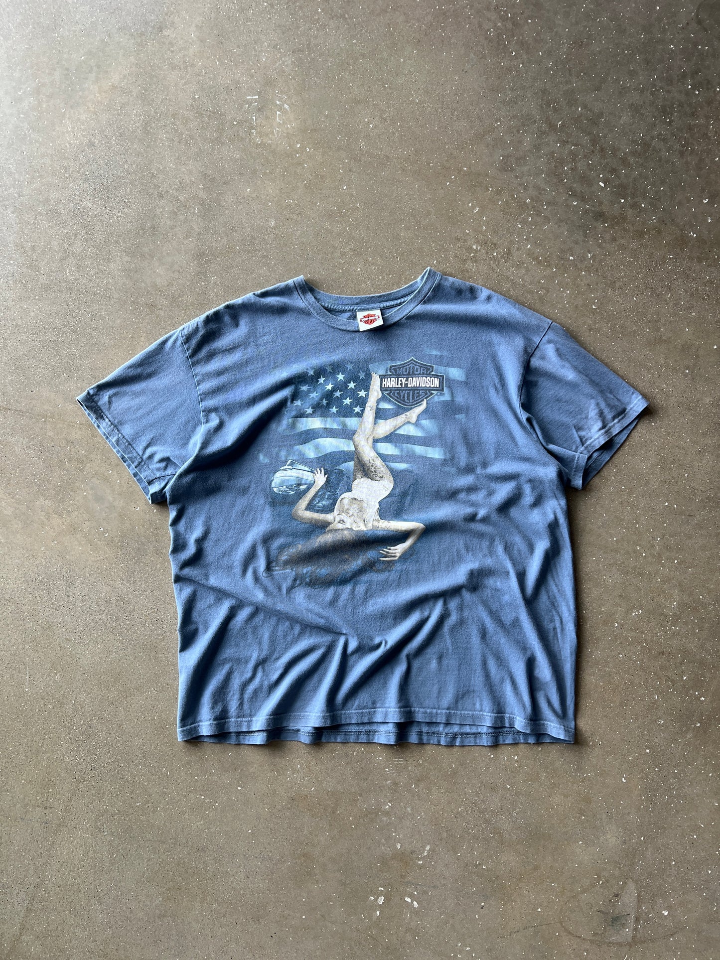 Vintage Blue Faded Harley Davidson Shirt -XXL