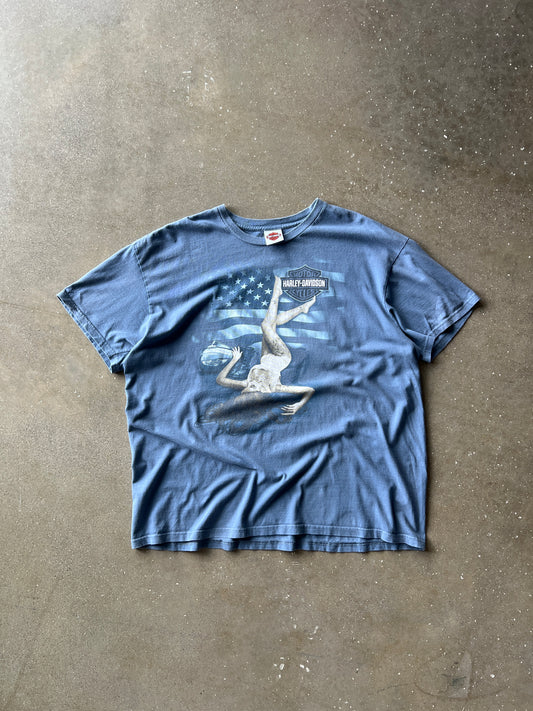 Vintage Blue Faded Harley Davidson Shirt -XXL