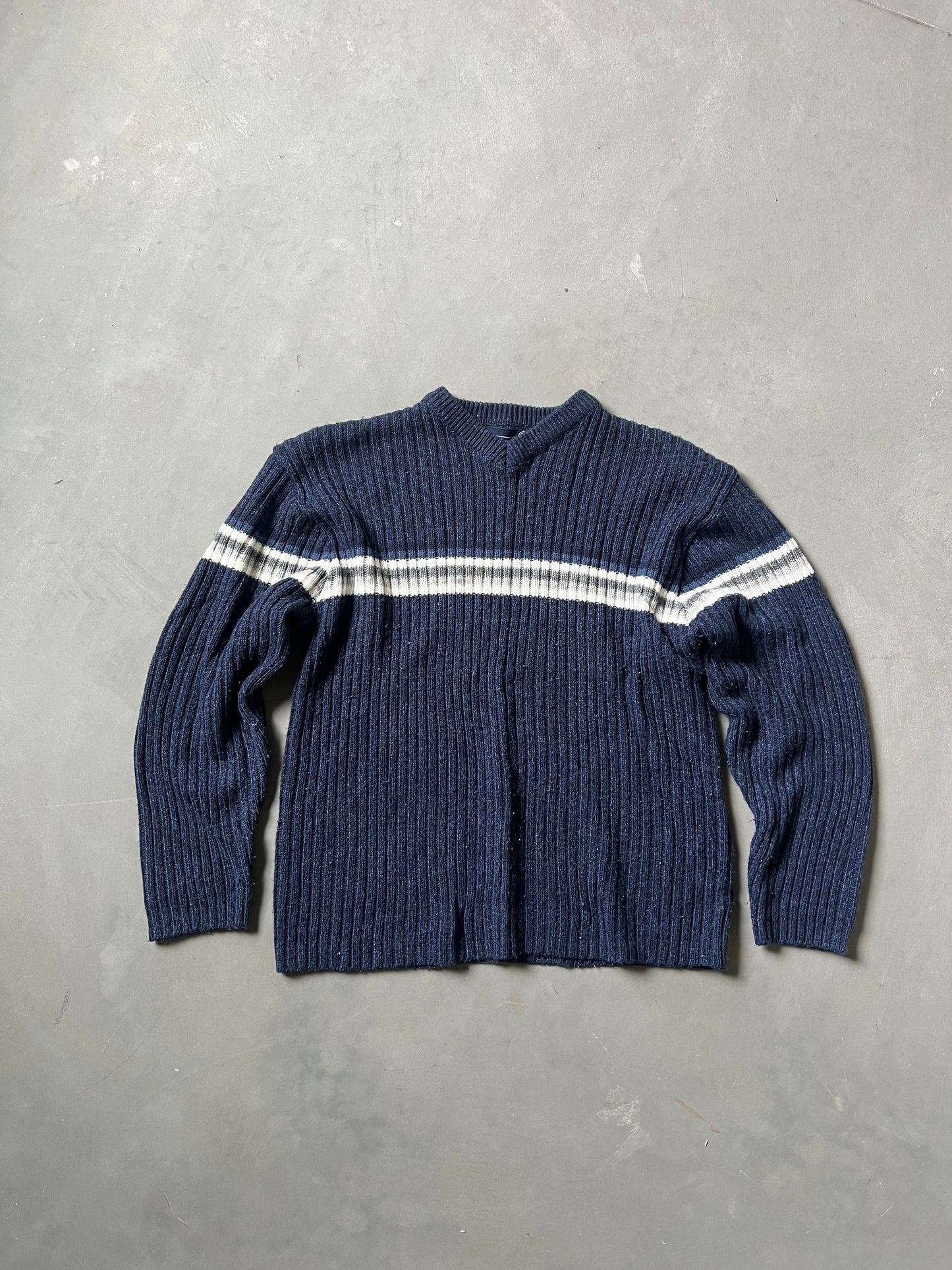Vintage Navy Blue Stripped Sweater - L