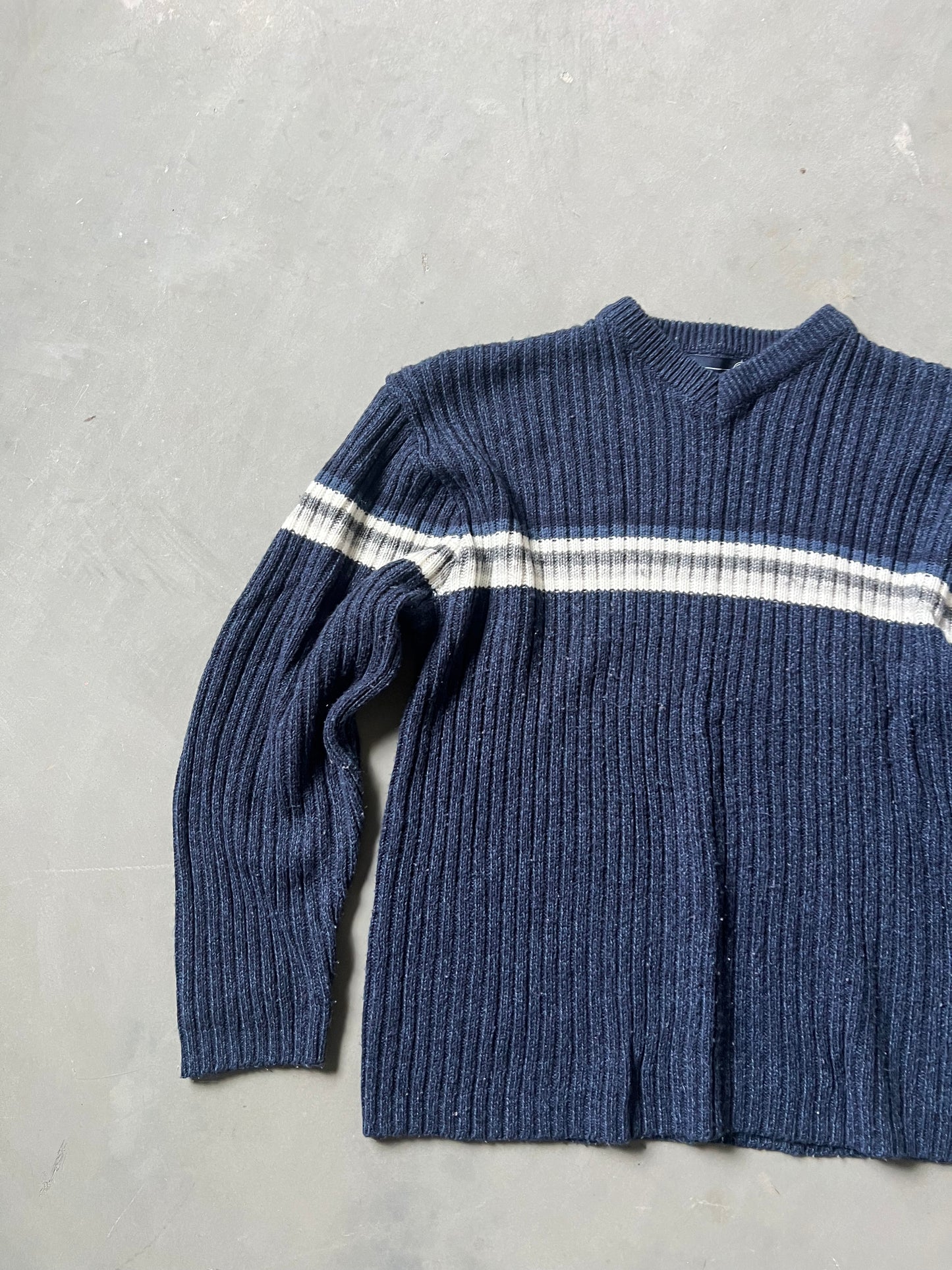 Vintage Navy Blue Stripped Sweater - L