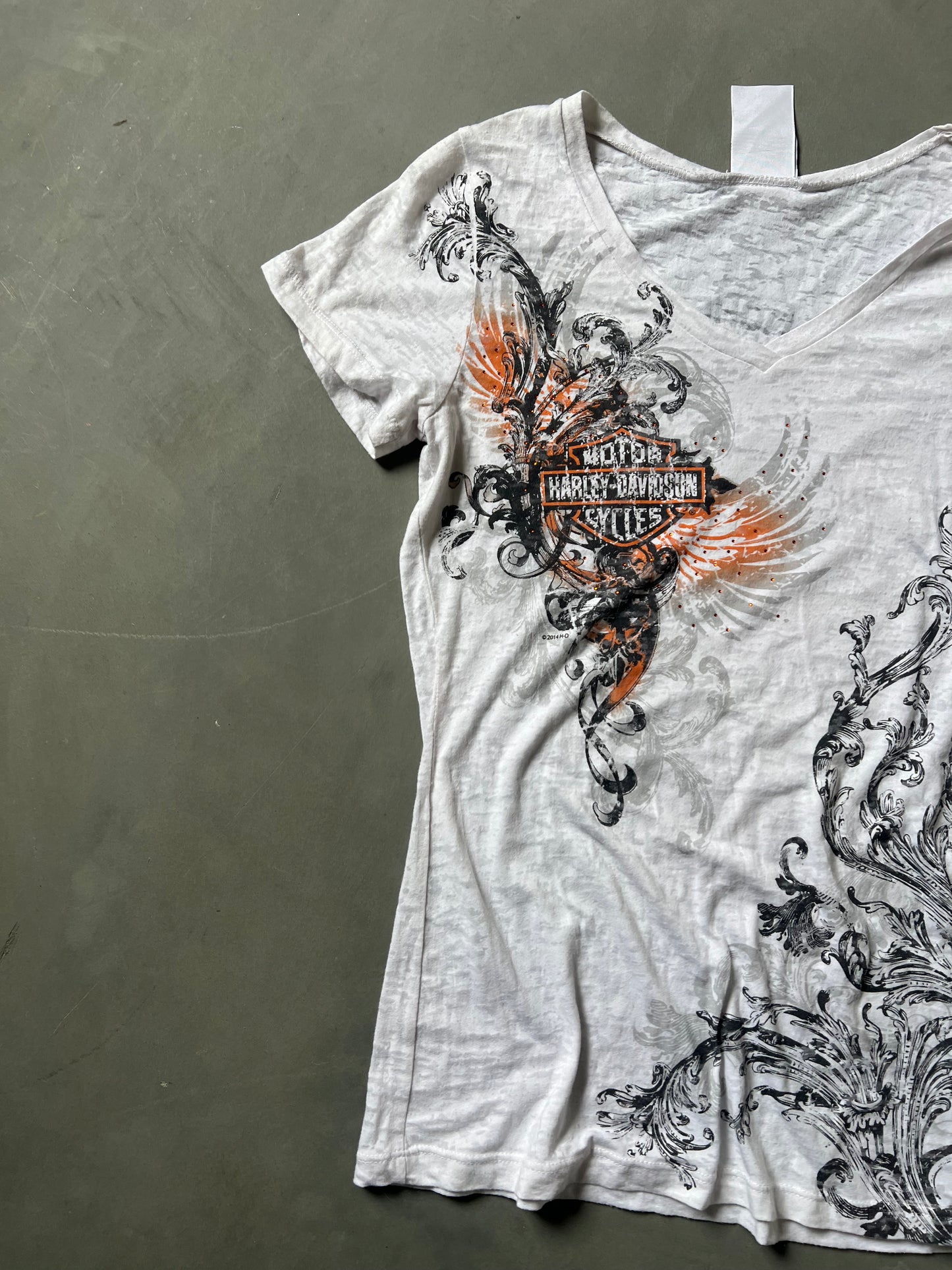 Vintage White Harley Davidson Lace Top - XL