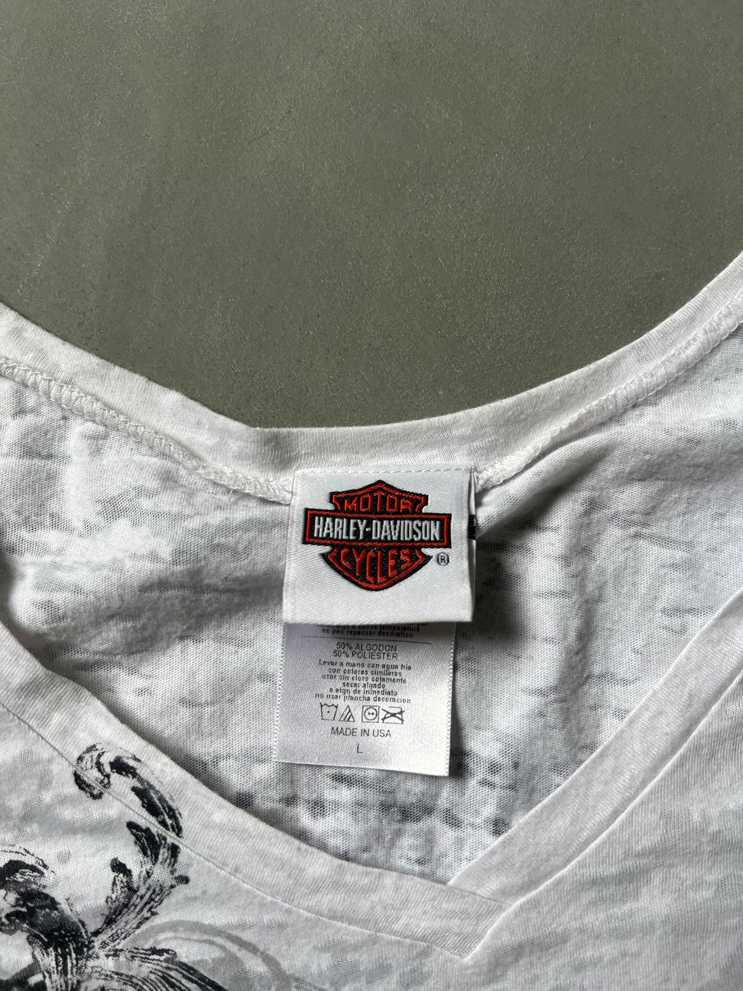 Vintage White Harley Davidson Lace Top - XL