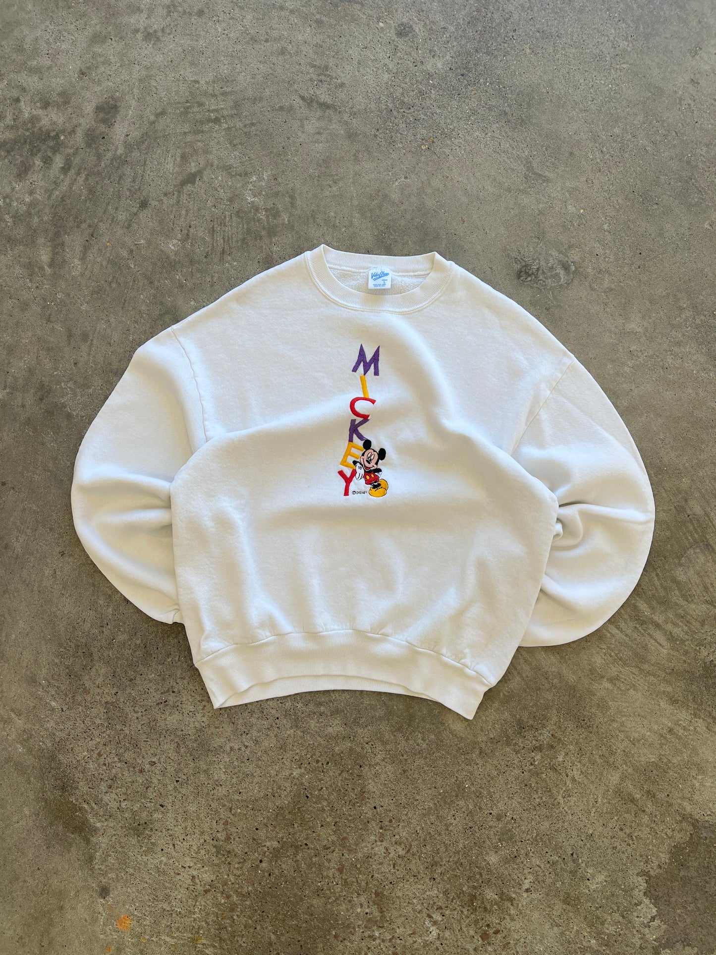 Vintage Embroidered Mickey Crew - M
