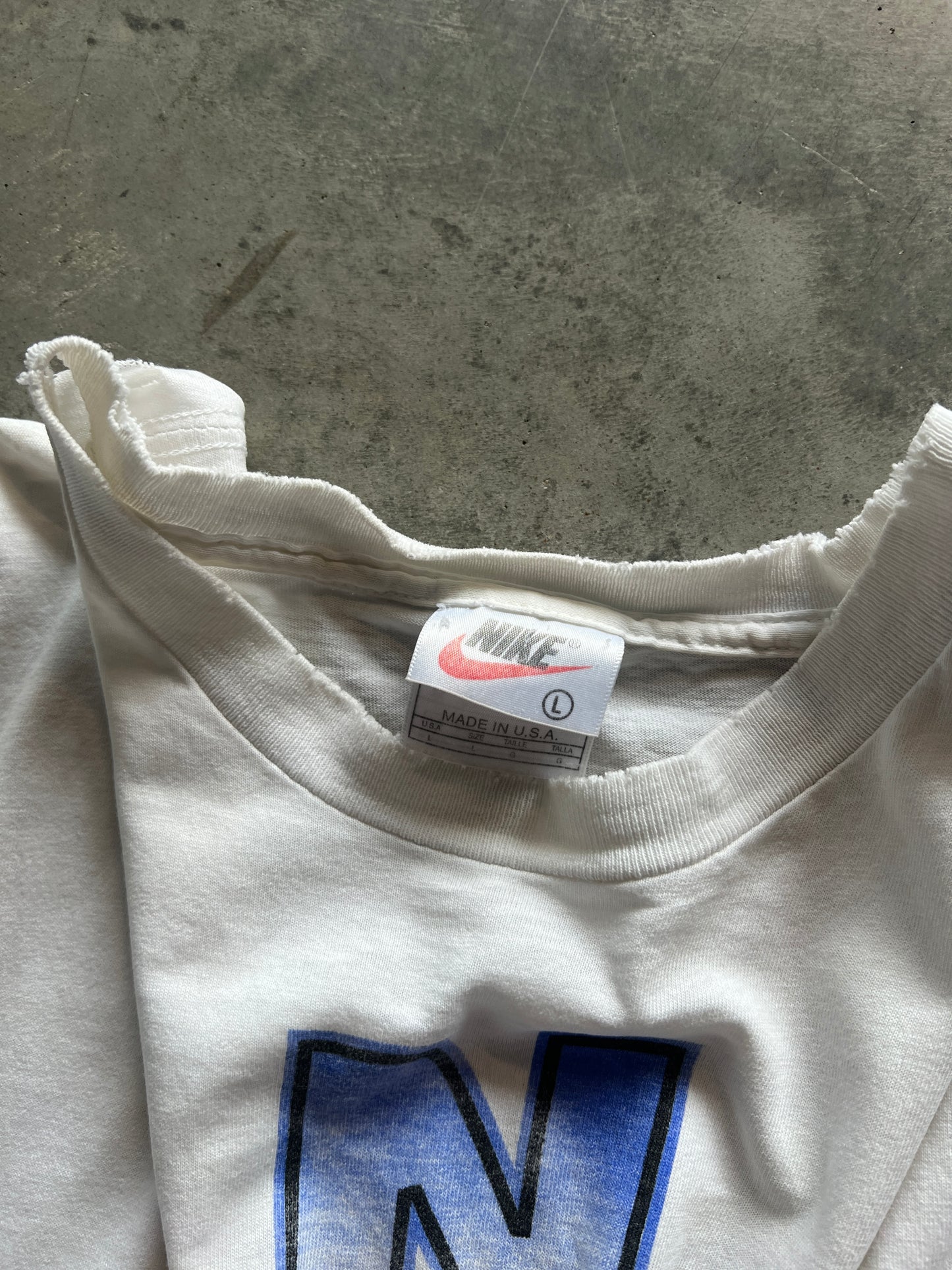 Vintage Faded White Nike Shirt - XL